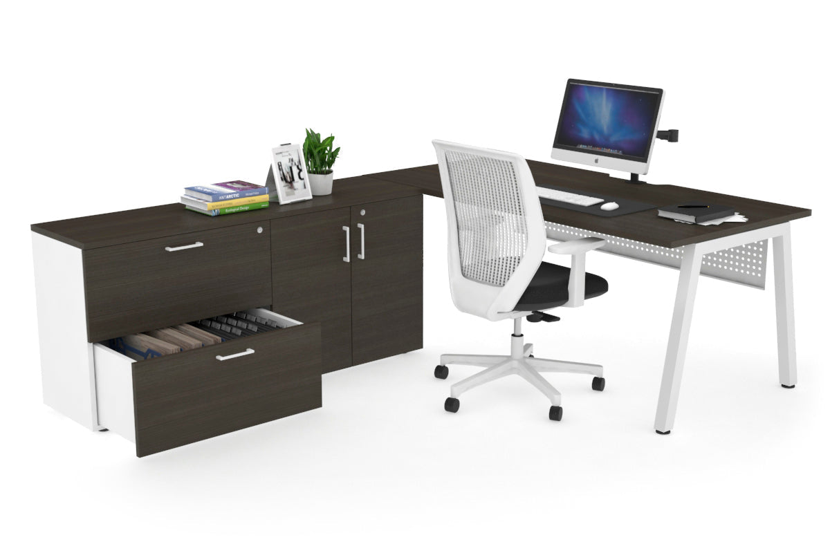 Quadro A Executive White Frame Office Chair [1600L x 800W with Cable Scallop] - Premium Ergonomic Seating for Home Office & Conference Rooms