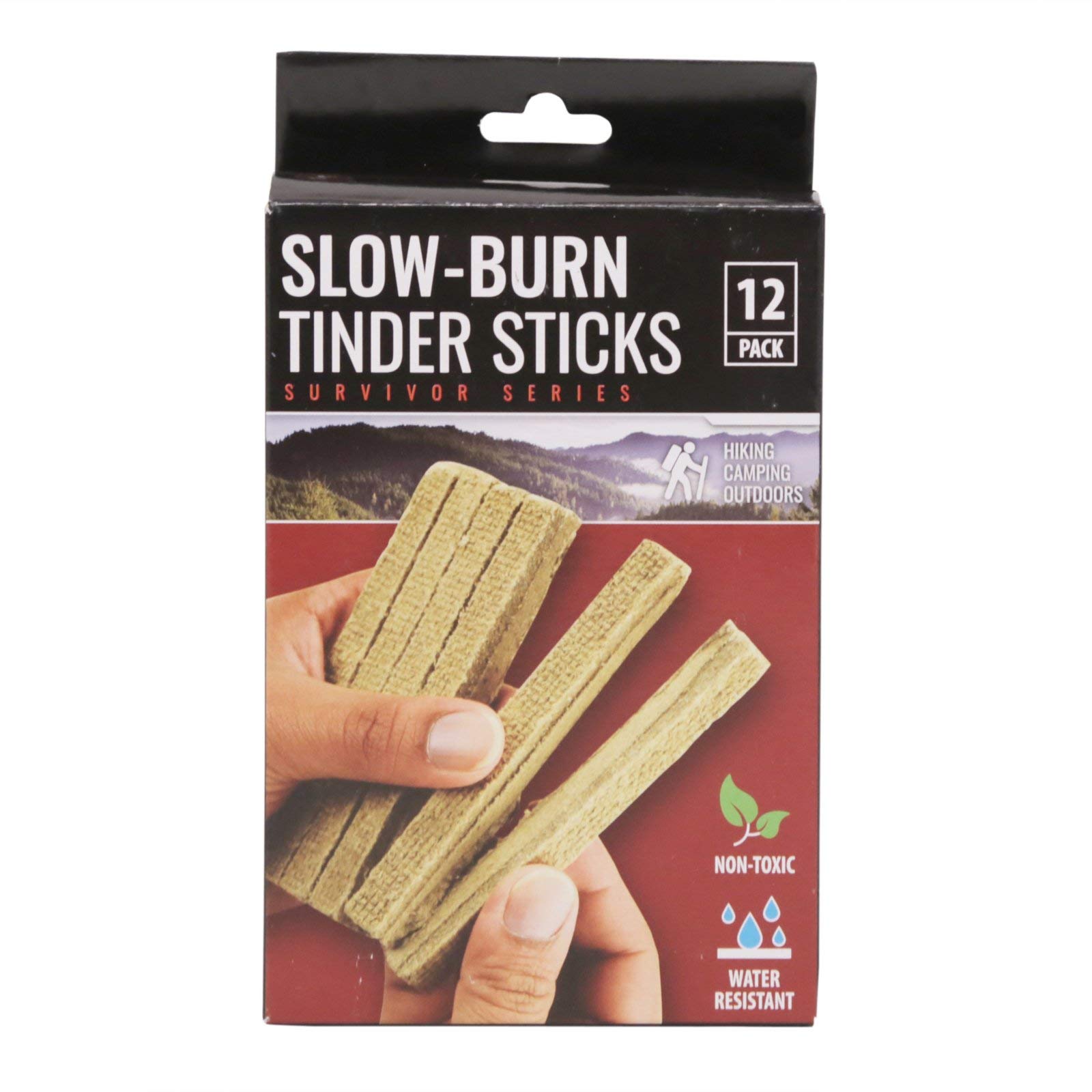 ASR Outdoor Slow Burn Tinder Sticks - Waterproof Fire Starter Kit for Camping, Survival & Emergency (12 Pack) | Perfect for Backpacking, Hiking & Bushcraft