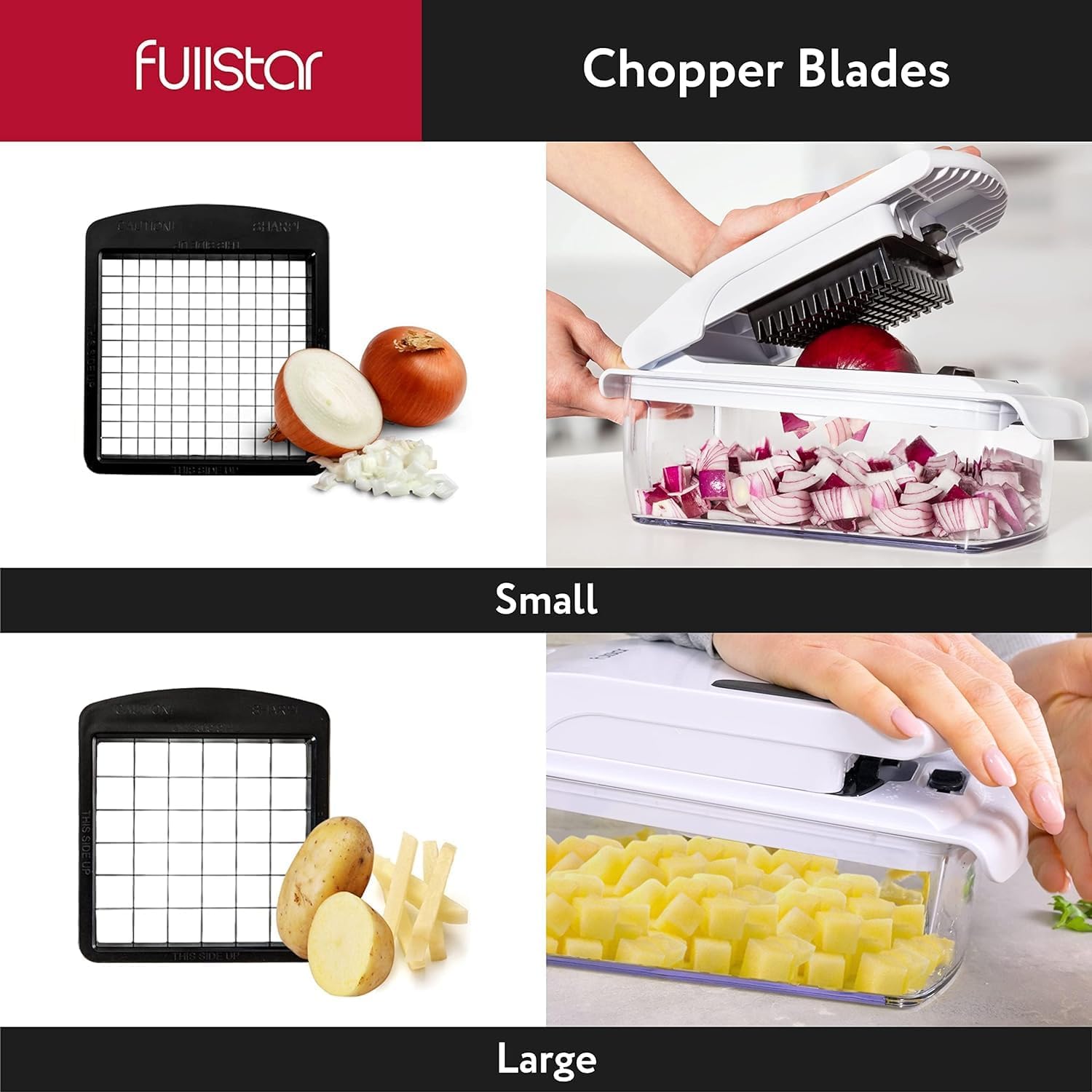 Fullstar 4-in-1 Vegetable Chopper, Spiralizer & Food Slicer with Storage Container - Kitchen Gadget for Chopping, Spiralizing, Dicing & Grating - Perfect for Meal Prep, Salads, Pasta & Healthy Snacks (White)