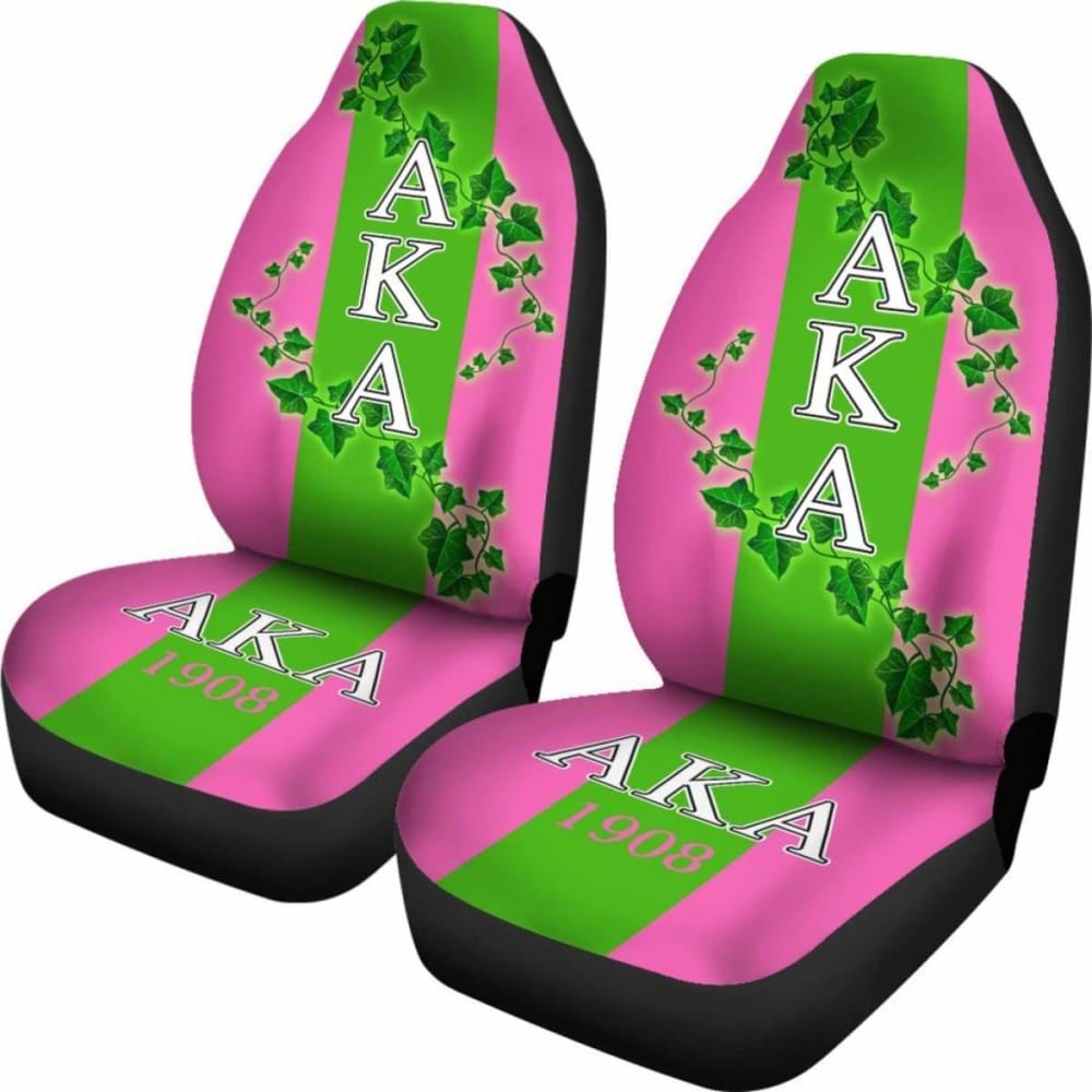 Premium African Print Car Seat Covers - Alpha Kappa Alpha Ivy Leaf Design (105905) - Stylish Protection for Cars, SUVs & Trucks - Perfect for Sorority Events, Road Trips & Daily Commutes