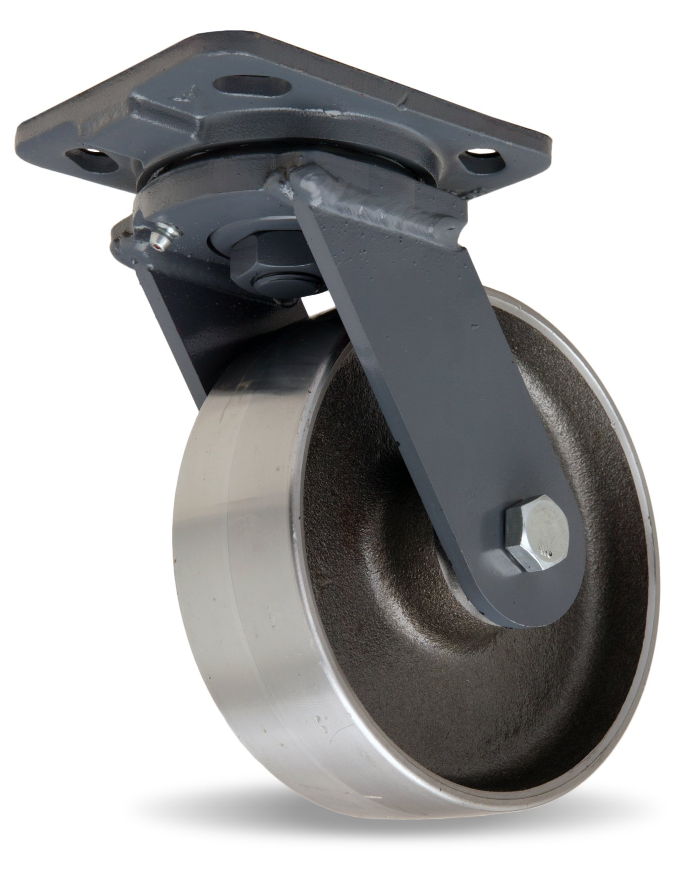 Heavy Duty Hamilton Workhorse Plate Caster with Swivel & Steel Wheel - 2000 lbs Capacity, 6