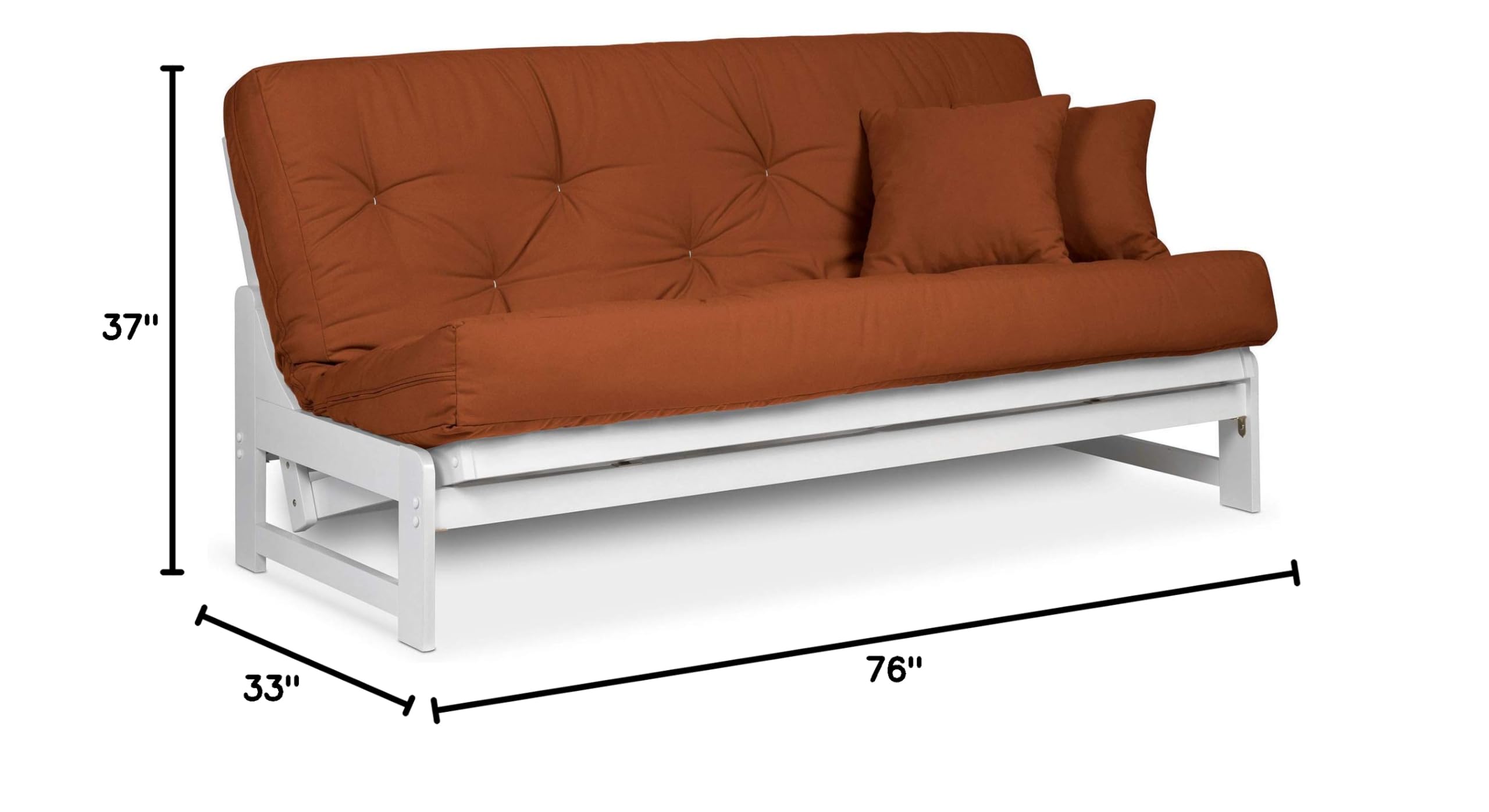 Nirvana Futons Arden Armless White Wood Futon Frame Only - Full or Queen Size Solid Hardwood Sofa Bed Frame | Space Saving Design for Small Rooms, Dorms & Apartments | Perfect for Guest Beds, Home Offices & Studio Living