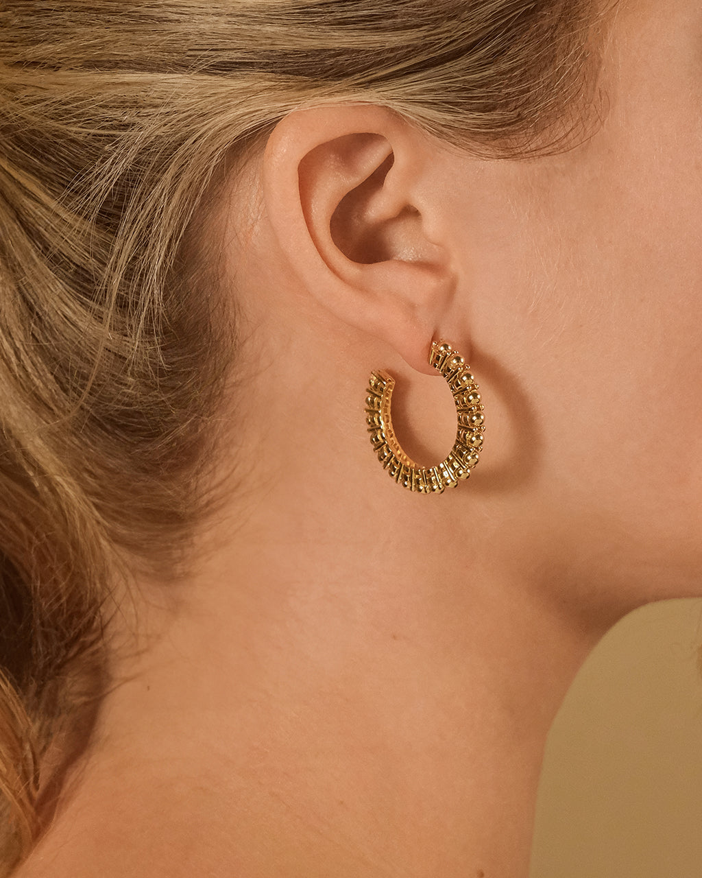 Stylish Polished Hoop Earrings for Women - 14K Gold Plated Bubble Design Dangle Earrings | Perfect for Parties, Weddings & Everyday Wear