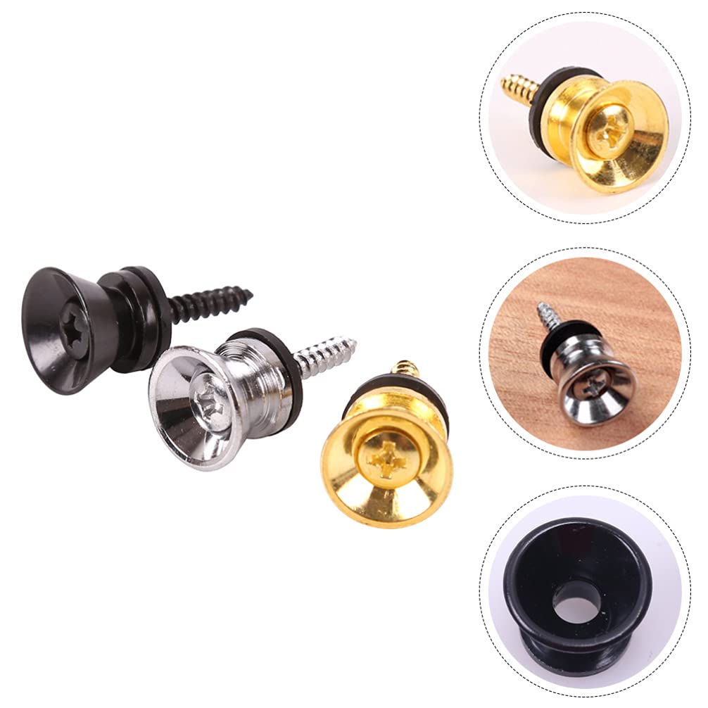 Hemoton 9-Piece Guitar Strap Lock Kit - Gold Plated Strap Buttons, Bass & Acoustic Guitar Endpin Locks, Copper Bracket & Wooden Guitar Accessories for Secure Playing - Perfect for Live Performances & Studio Sessions