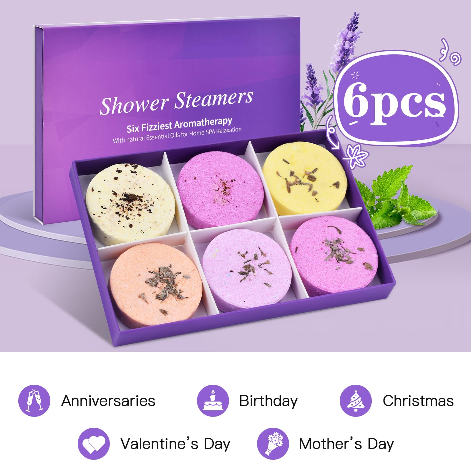 Funny Aromatherapy Shower Steamers for Women - 6 Pack Essential Oil Shower Tablets, Unique Birthday Gift for Wife, Girlfriend, Mother - Perfect for Relaxation, Thanksgiving, Christmas & Mother's Day Gifts