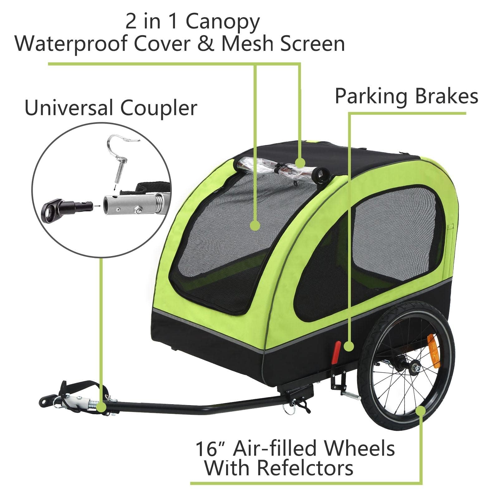 ANOUR Dog Bike Trailer - Heavy Duty Pet Bicycle Buggy for Small & Medium Dogs Up to 88lbs - Perfect for Cycling Adventures, Park Rides & Outdoor Travel with Your Furry Friend