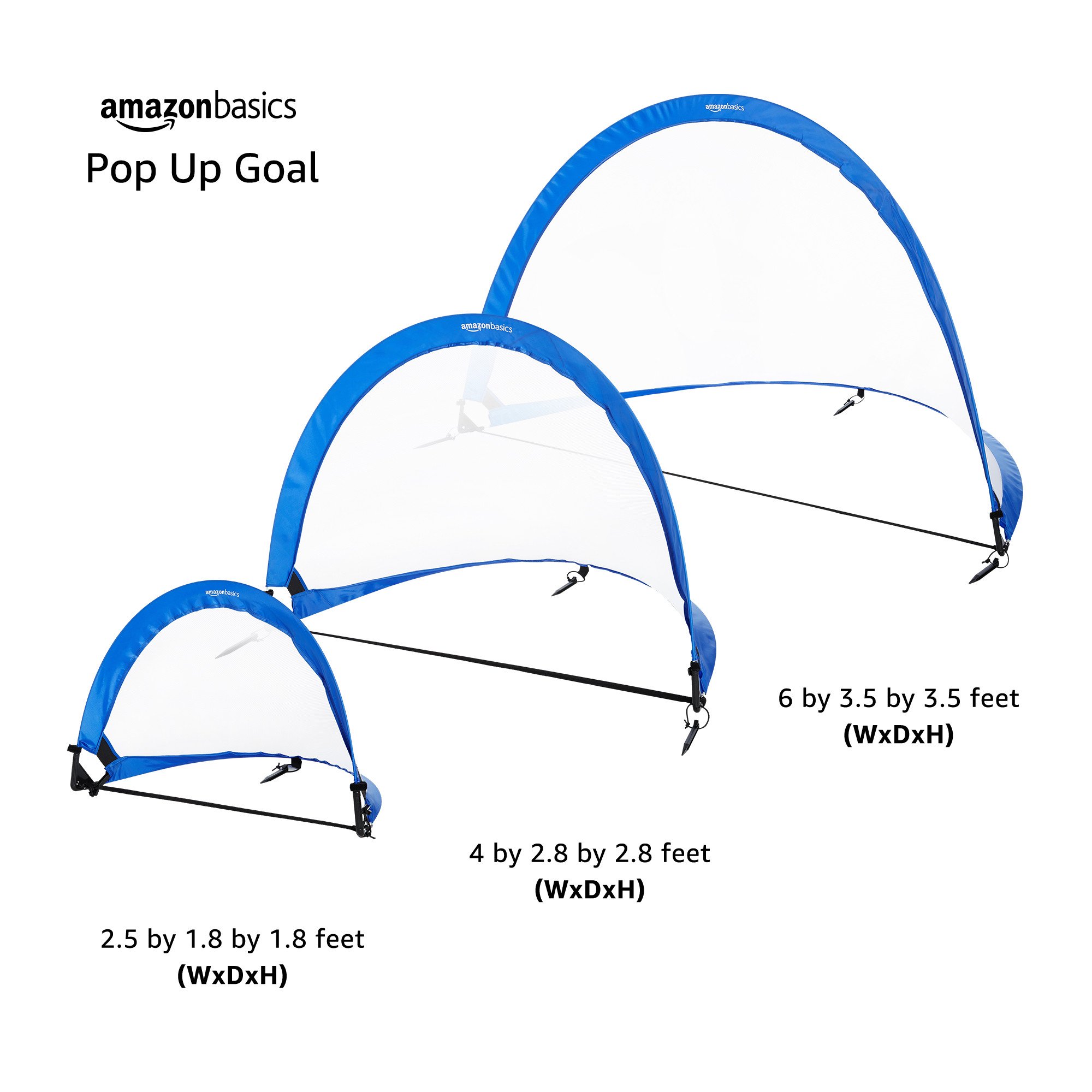 Amazon Basics Portable Pop Up Soccer Goal Set - 6ft x 4ft Lightweight Practice Net for Kids & Adults - Perfect for Backyard, Training, Beach & Park Games