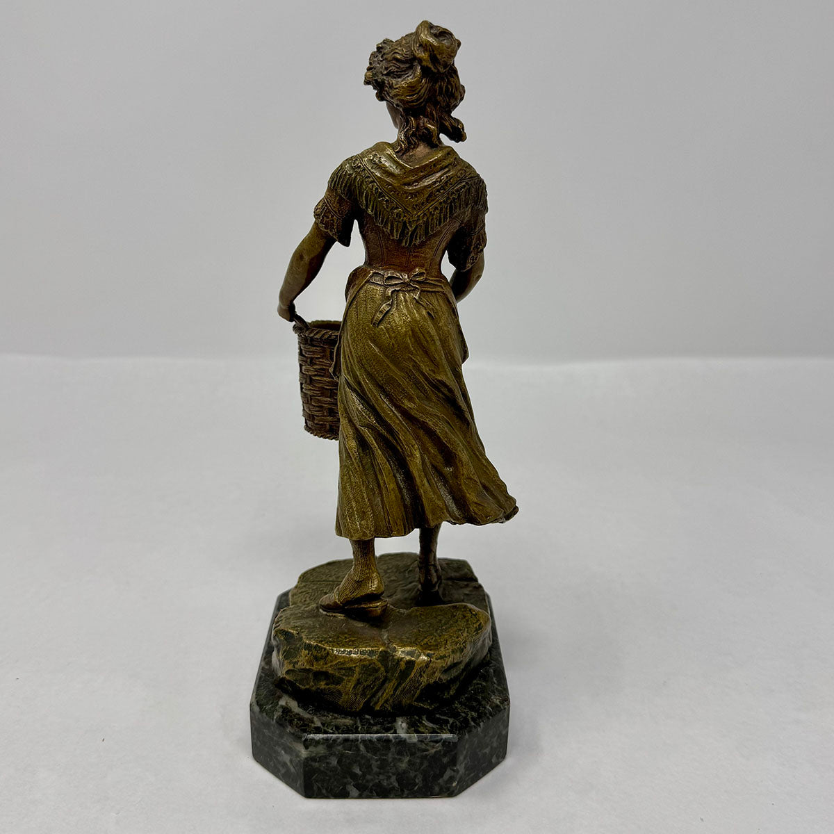 The Laundress Bronze Sculpture - Handcrafted Polychrome Figurine on Marble Base - Elegant Home & Office Decor for Living Room, Study, or Gift