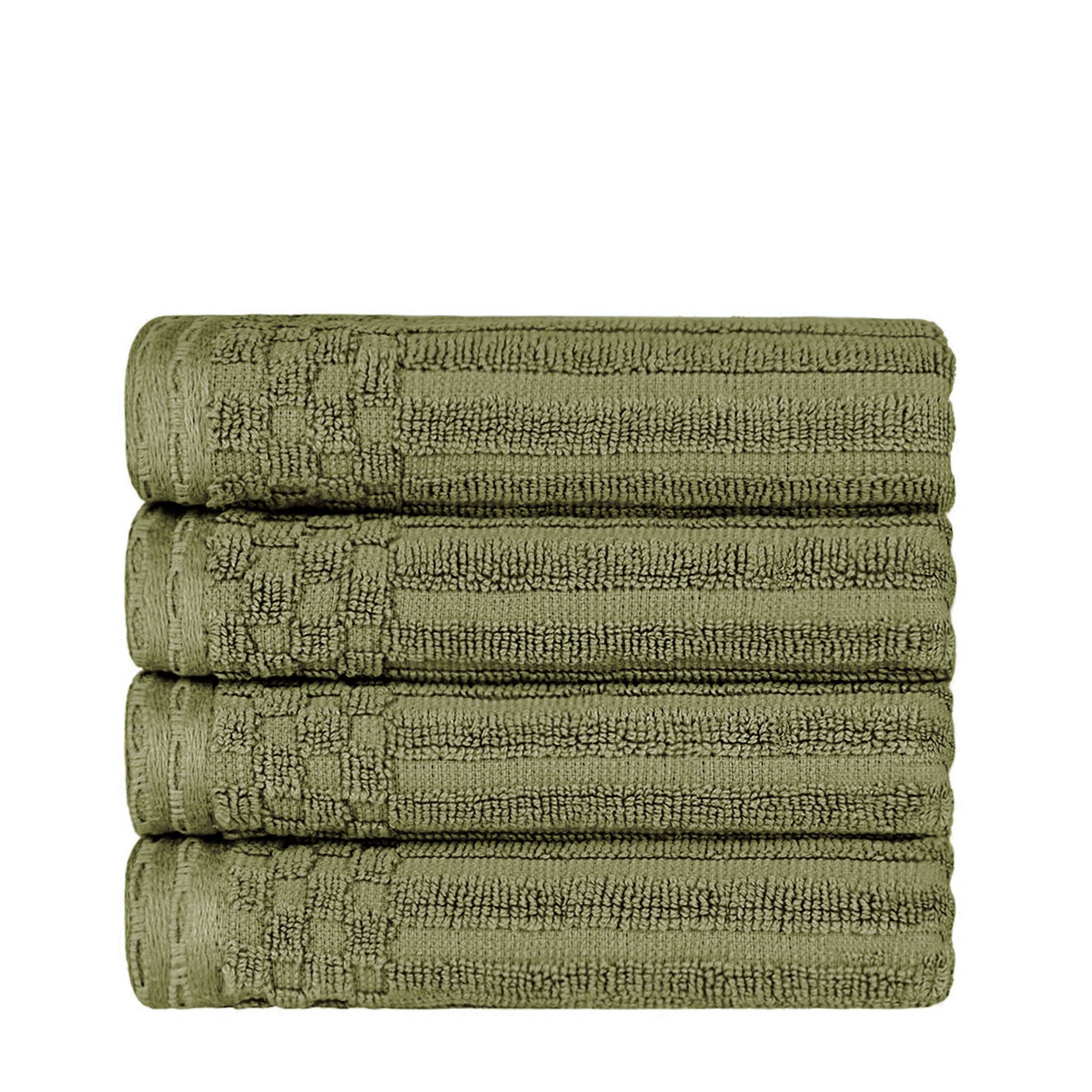 Premium Cotton Ribbed Textured Hand Towels - Ultra Absorbent 4-Piece Bath Towel Set for Kitchen, Bathroom & Gym - Soft Quick-Drying Guest Towels