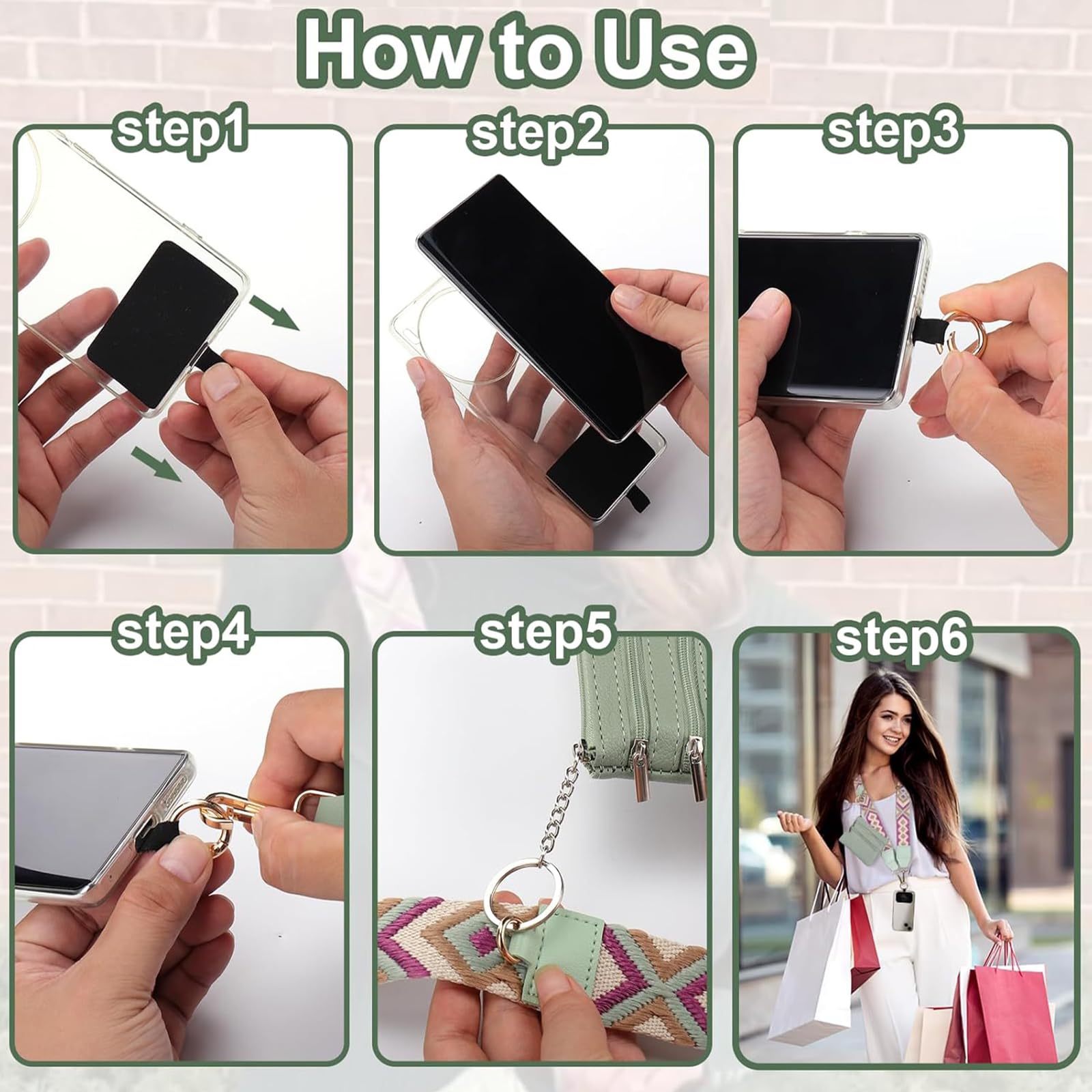 2025 New Phone Strap with Zippered Pouch & Clip - Hands-Free Crossbody Wallet Strap for iPhone/Samsung | Secure Phone Holder for Travel, Shopping & Outdoor Activities
