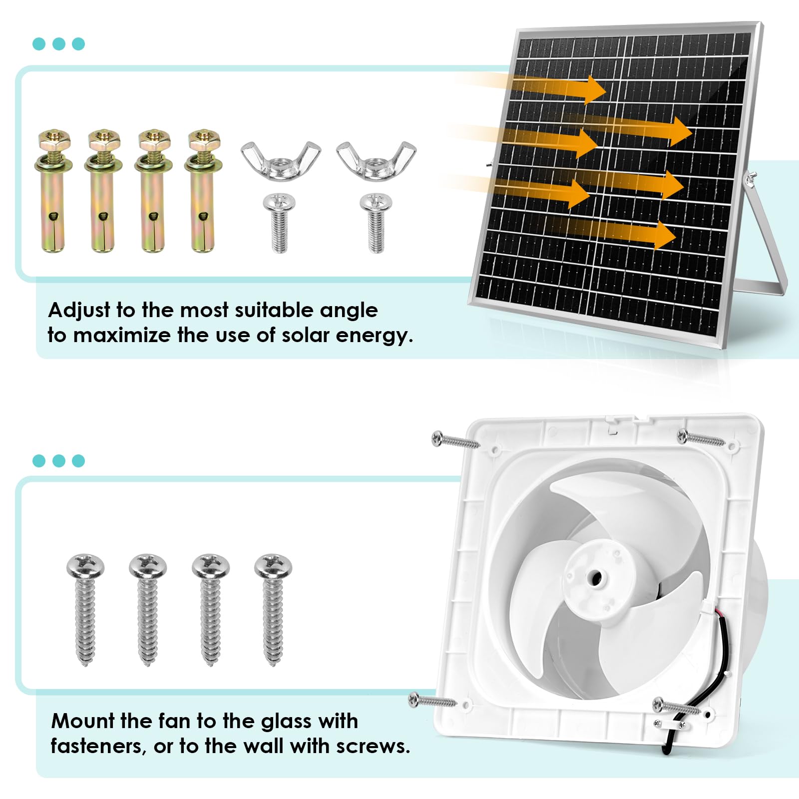 22W Solar Powered Exhaust Fan with 8