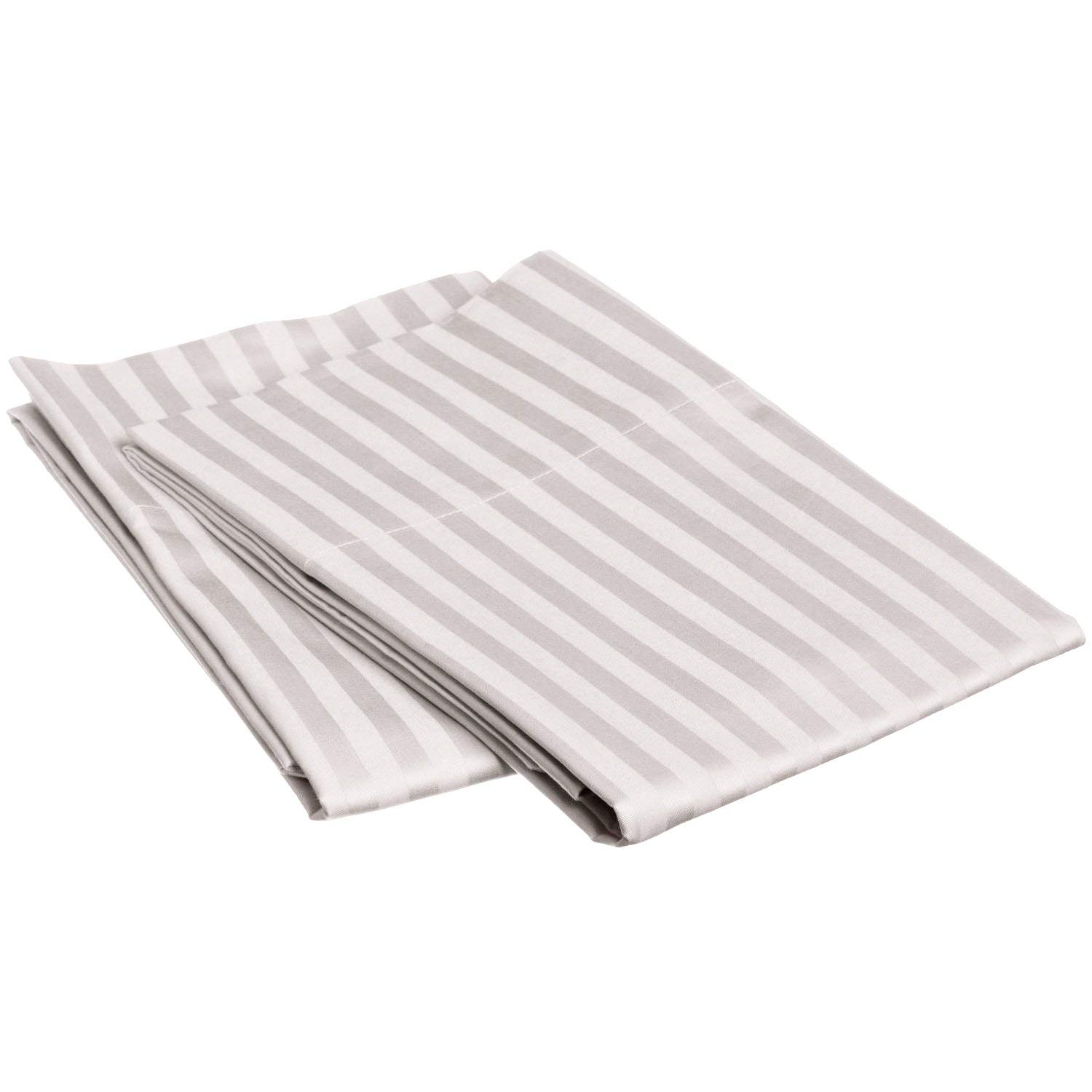 Premium Long-Staple Cotton Pillowcases - Luxury Striped 650 Thread Count Standard Size (20x30