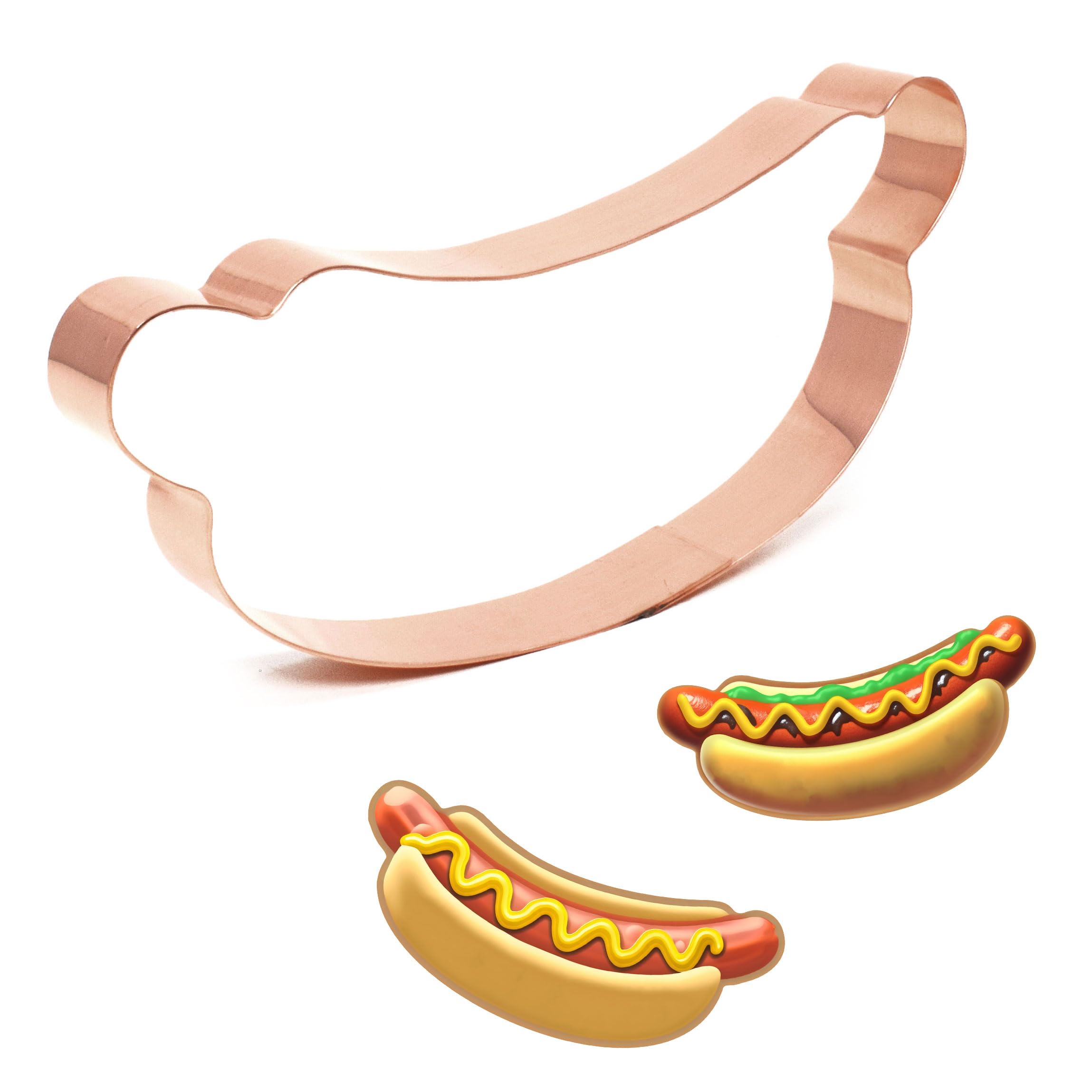 Large Hot Dog on a Bun Copper Cookie Cutter - Perfect for Baking, Party Favors, and DIY Cookie Decorations
