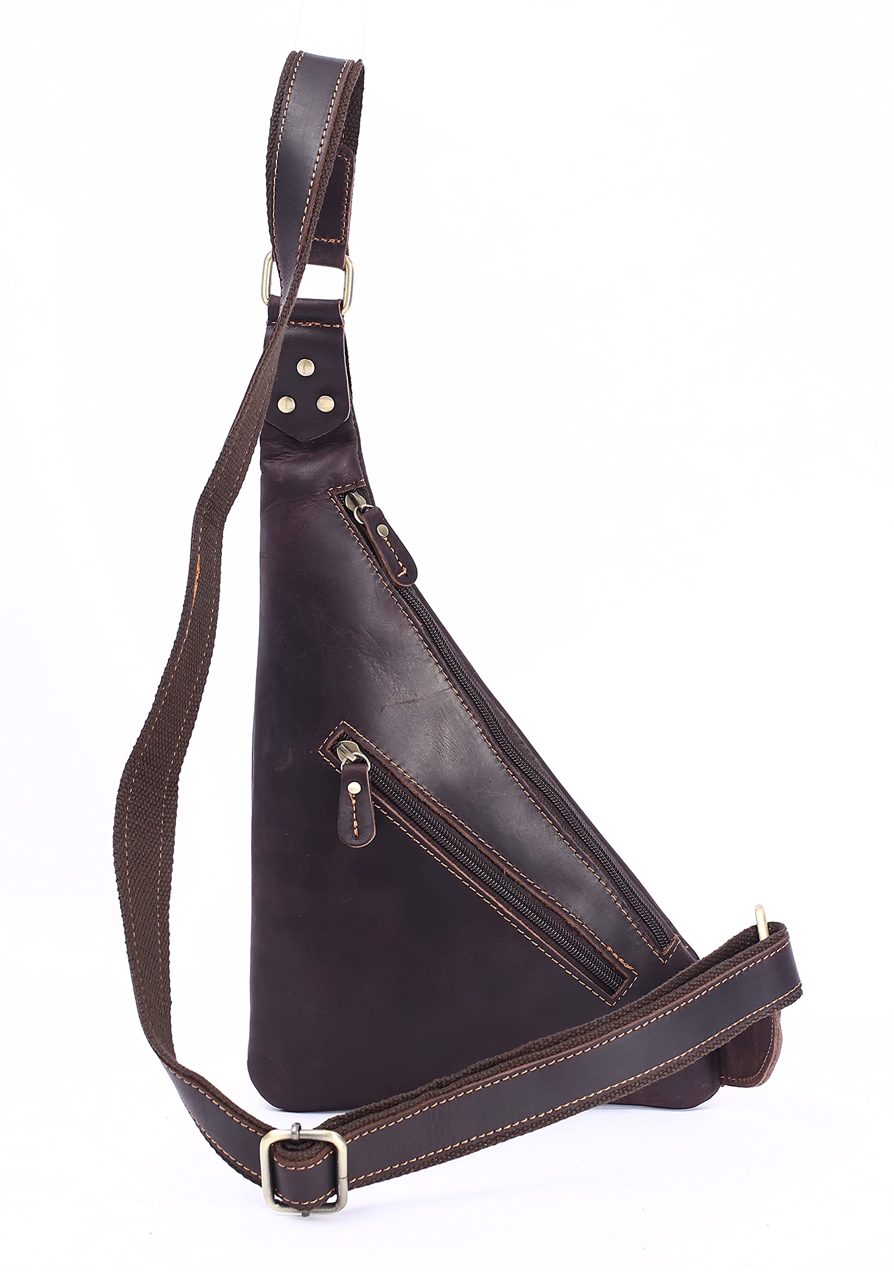 Men's Leather Crossbody Sling Backpack - Travel Hiking Chest Bag Daypack (Coffee Brown) - Perfect for Outdoor Adventures, Commuting & Daily Use