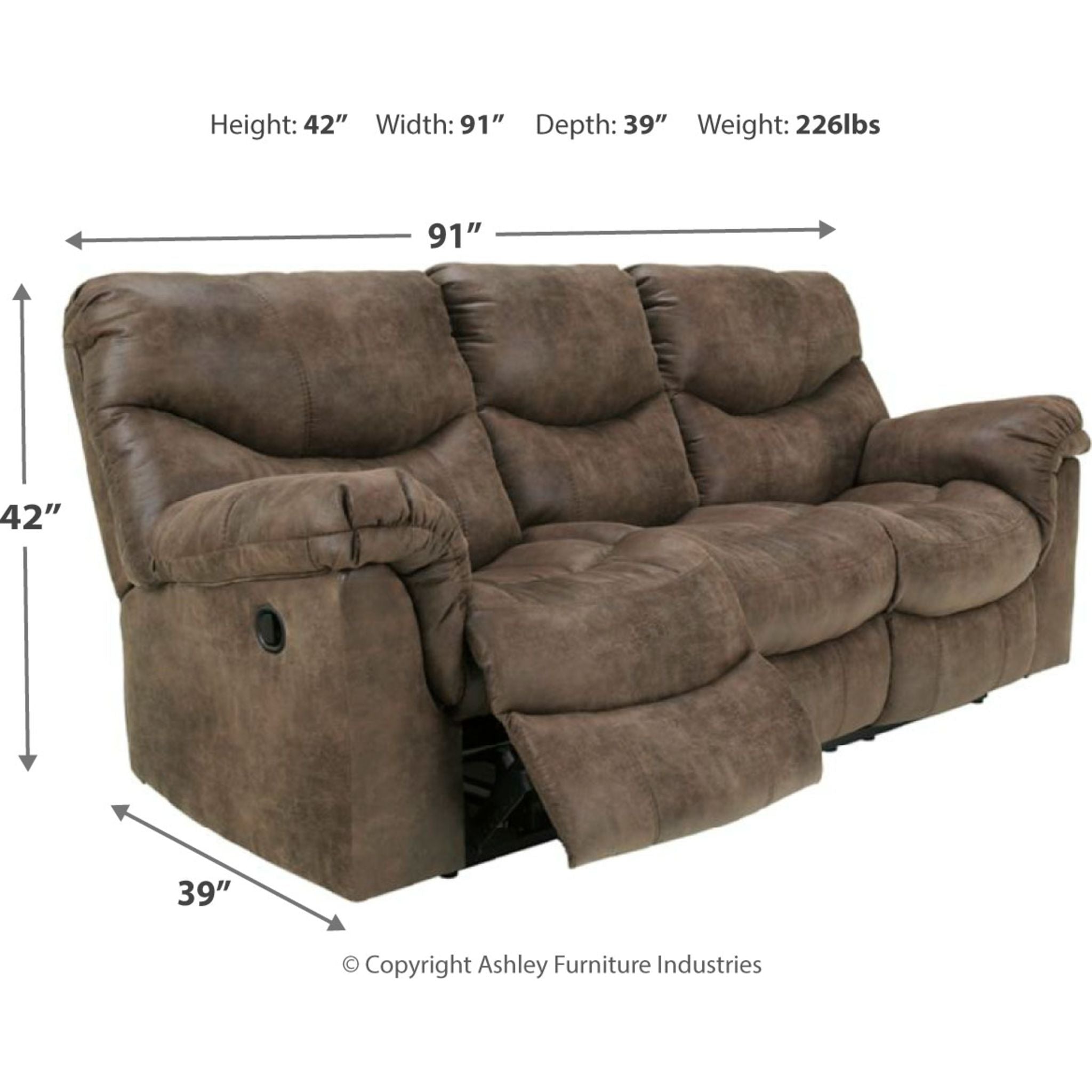 Alzena Reclining Sofa - Modern Linen Fabric Sectional Couch with Adjustable Headrest and Lumbar Support (Gunsmoke Gray) | Perfect for Living Room, Home Theater & Small Spaces
