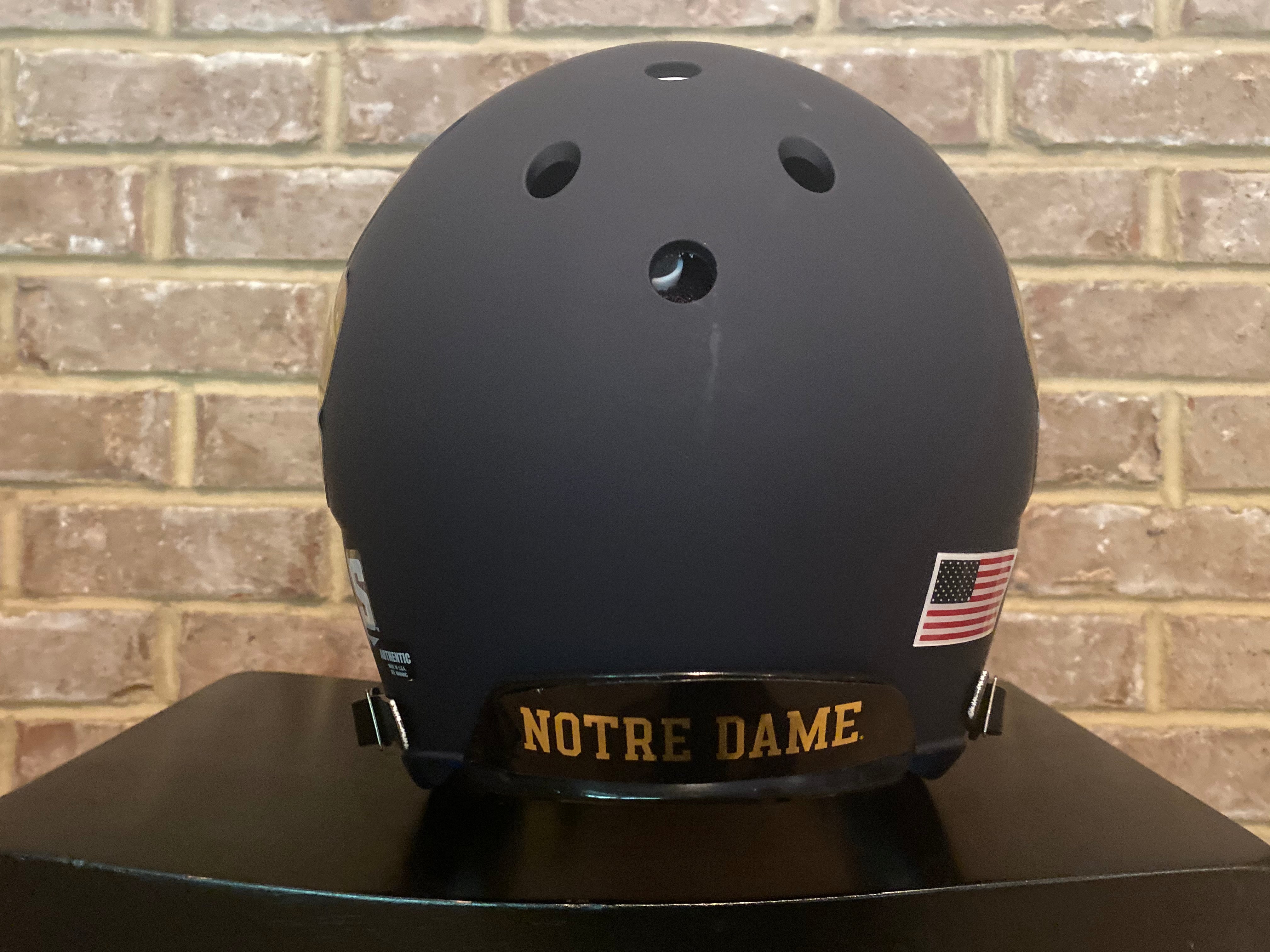 Notre Dame Fighting Irish 2021 Shamrock Navy Authentic Schutt Tradition Full Size Football Helmet - Perfect for Game Day, Collectibles, and Sports Memorabilia Display