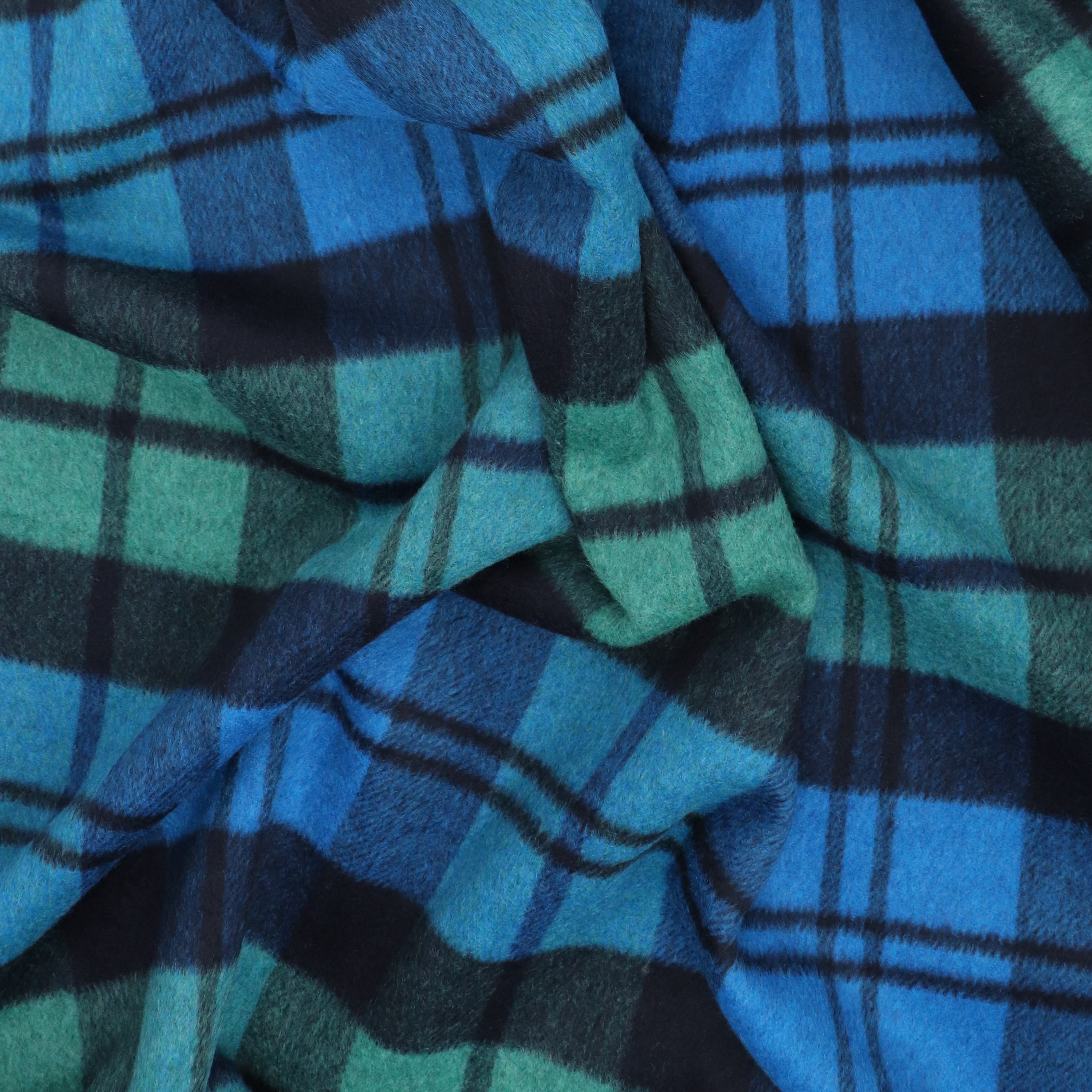 Premium Wool Blend Brushed Coating Jacket - Blue & Green Checkered Pattern | Warm Winter Outerwear for Men & Women | Perfect for Outdoor Activities & Casual Wear