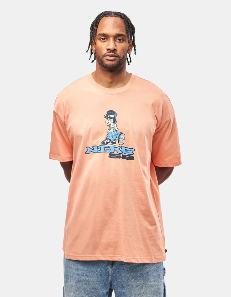 Nike SB M90 OC Dunk Dog Graphic T-Shirt for Men - Soft Cotton, Comfort Fit, Streetwear Style (Apricot Color) - Perfect for Skateboarding, Casual Wear & Urban Fashion