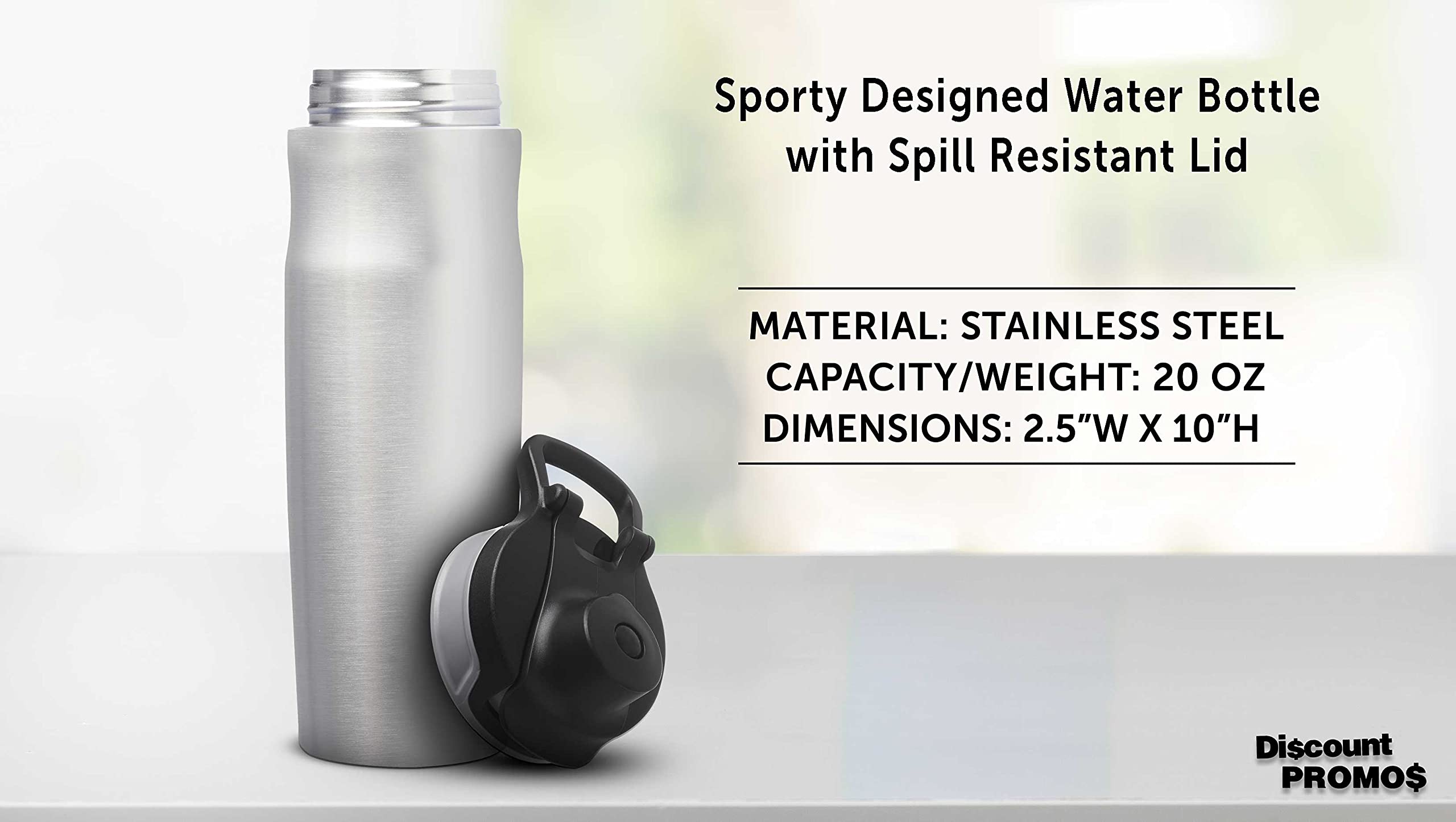 Juno 20 oz Reusable Water Bottles with Flip Lid - Set of 6 Bulk Pack - BPA Free, Leak Proof - Perfect for Gym, Hiking, Cycling, School & Office - Silver