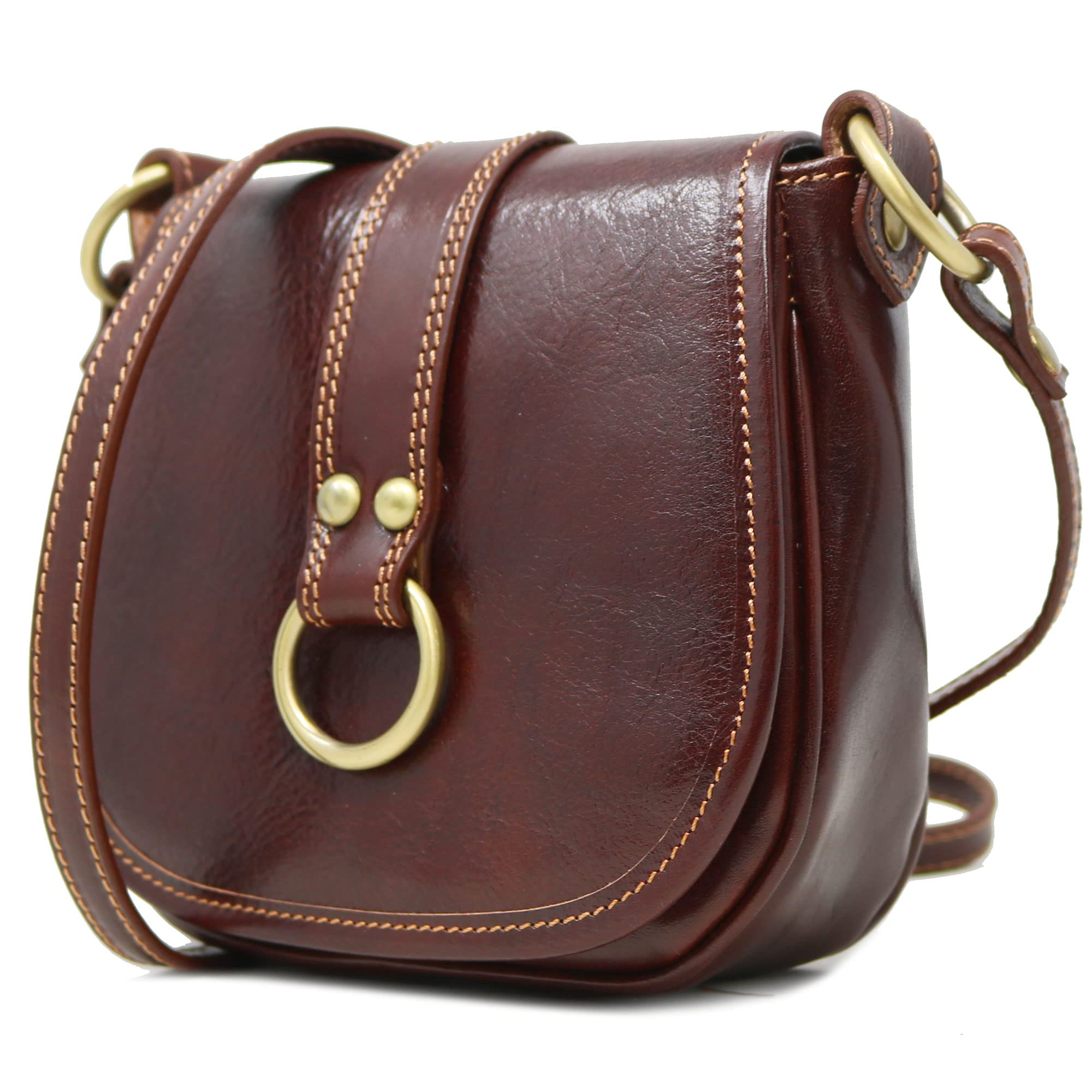 Floto Venezia Women's Saddle Bag - Vintage Leather Crossbody Shoulder Purse Handbag for Everyday Use, Travel & Date Night