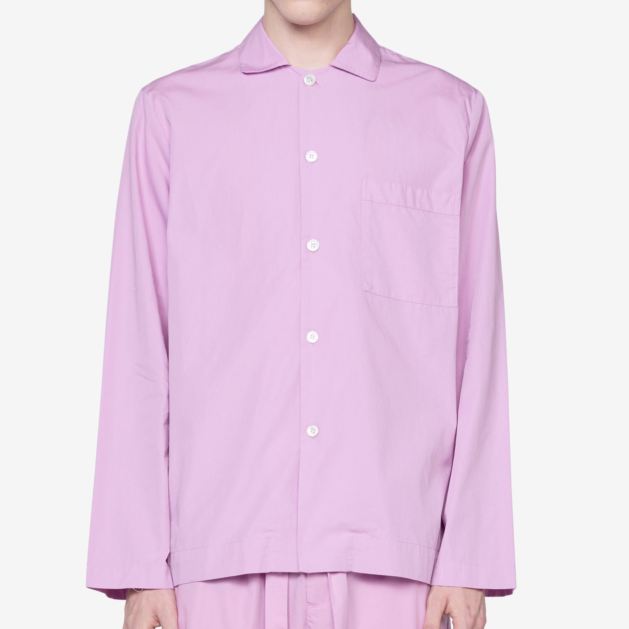 Premium Cotton Poplin Pajama Shirt for Women - Soft & Breathable Sleepwear in Purple & Pink - Perfect for Nighttime Comfort & Lounge Wear