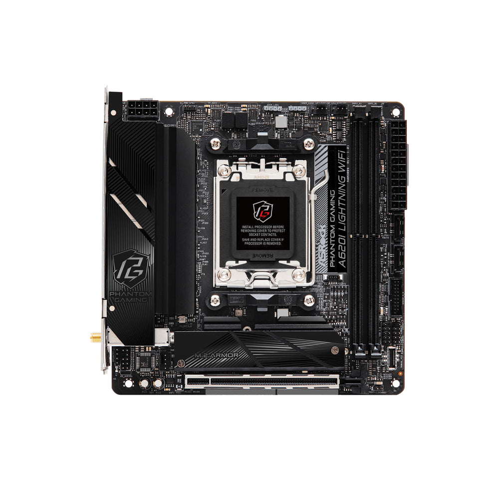 ASRock A620I LIGHTNING WIFI AMD A620 AM5 Mini ITX Motherboard with PCIe 4.0, DDR5 & WiFi 6 - Perfect for Compact Gaming PC Builds and Home Theater Systems