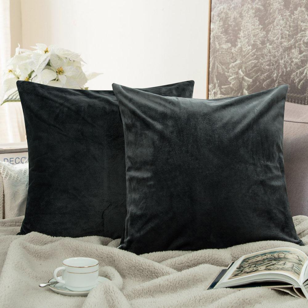 NTBAY 2 Pack Soft Velvet Throw Pillow Covers - 18x18 Inch Luxury Cushion Cases for Sofa, Bed, Couch Decor - Home & Living Room Accessories