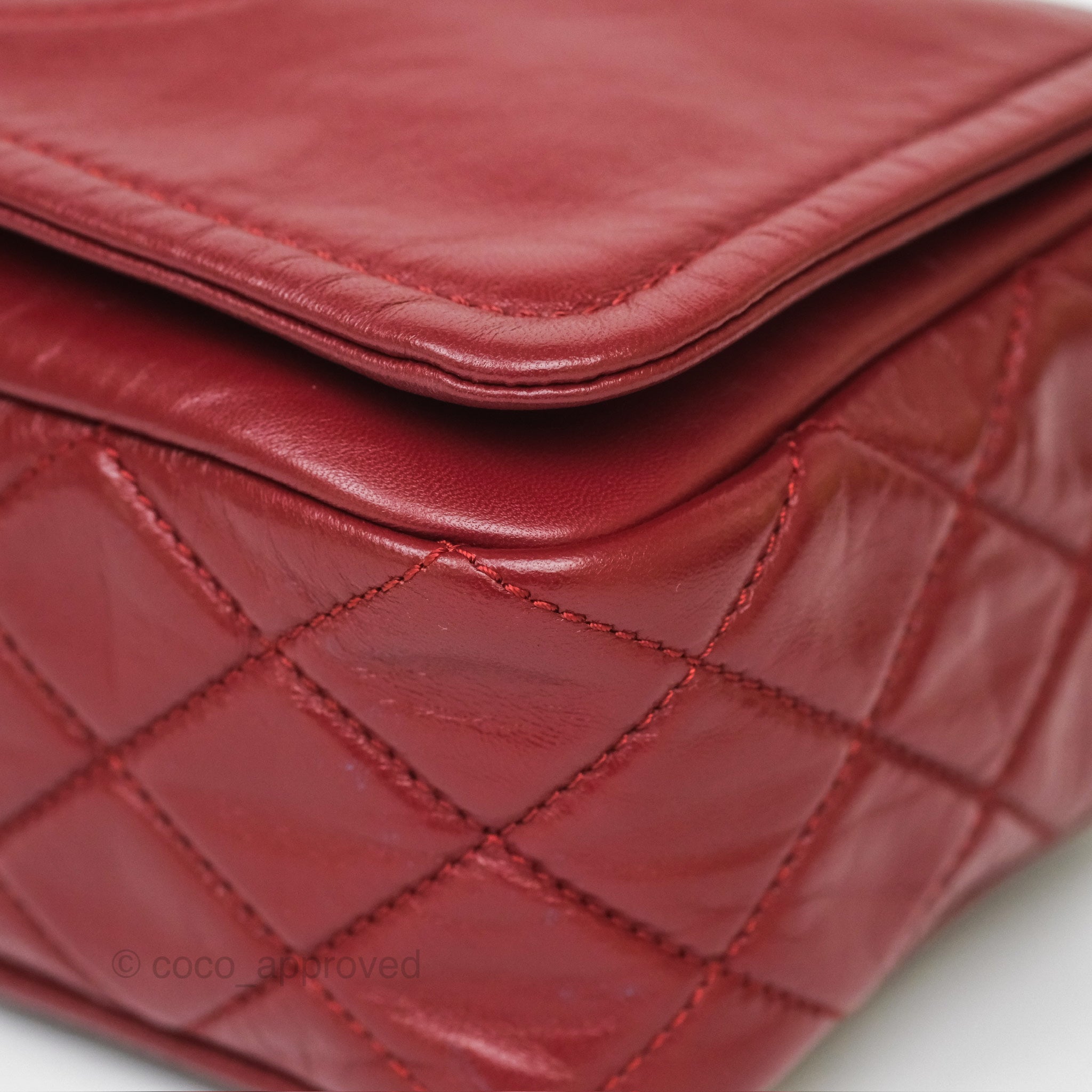 Chanel CC Flap Shoulder Bag in Dark Red Crumpled Leather with Silver Hardware - Luxury Crossbody Bag for Women, Perfect for Date Night & Evening Events