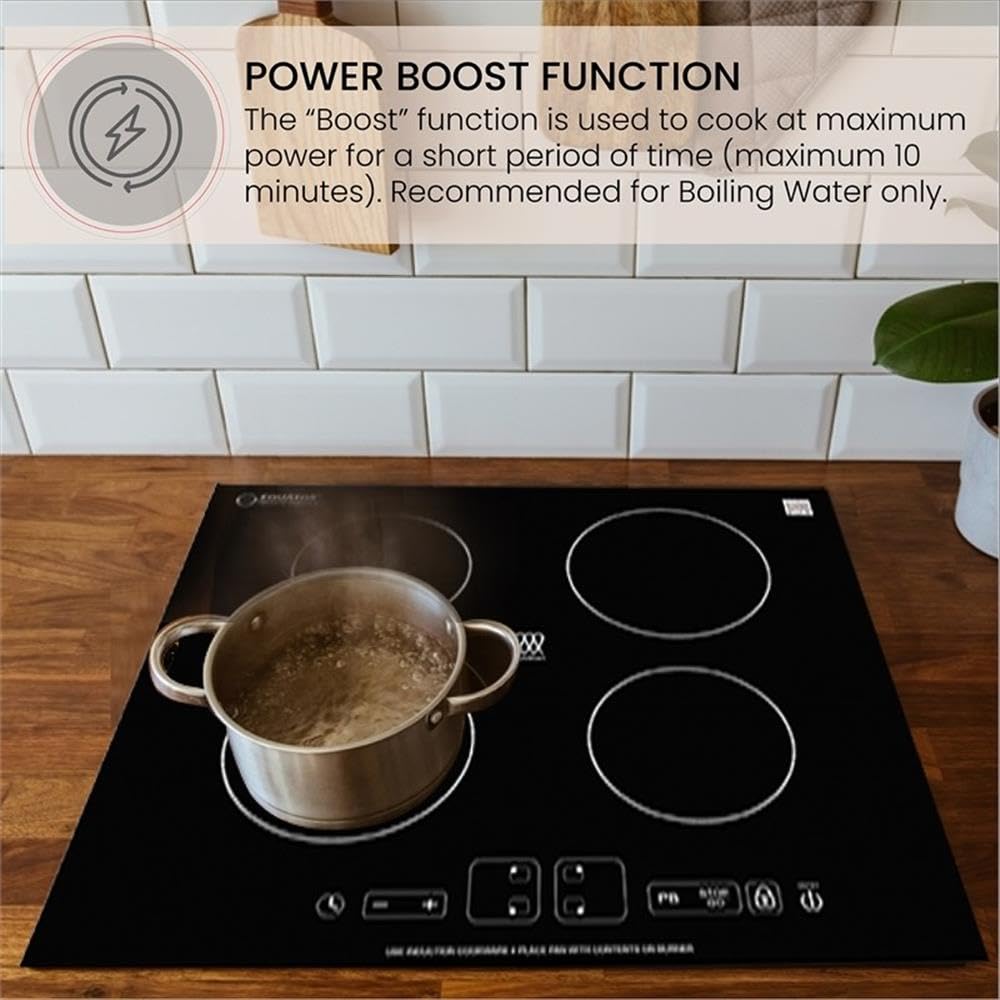 4-Burner Induction Cooktop with 9 Power Levels - 24 Inch Built-In Electric Stove for Professional Kitchen Use - 220V Commercial Grade Cooker for Restaurants & Home Chefs - Perfect for Searing, Boiling & Simmering