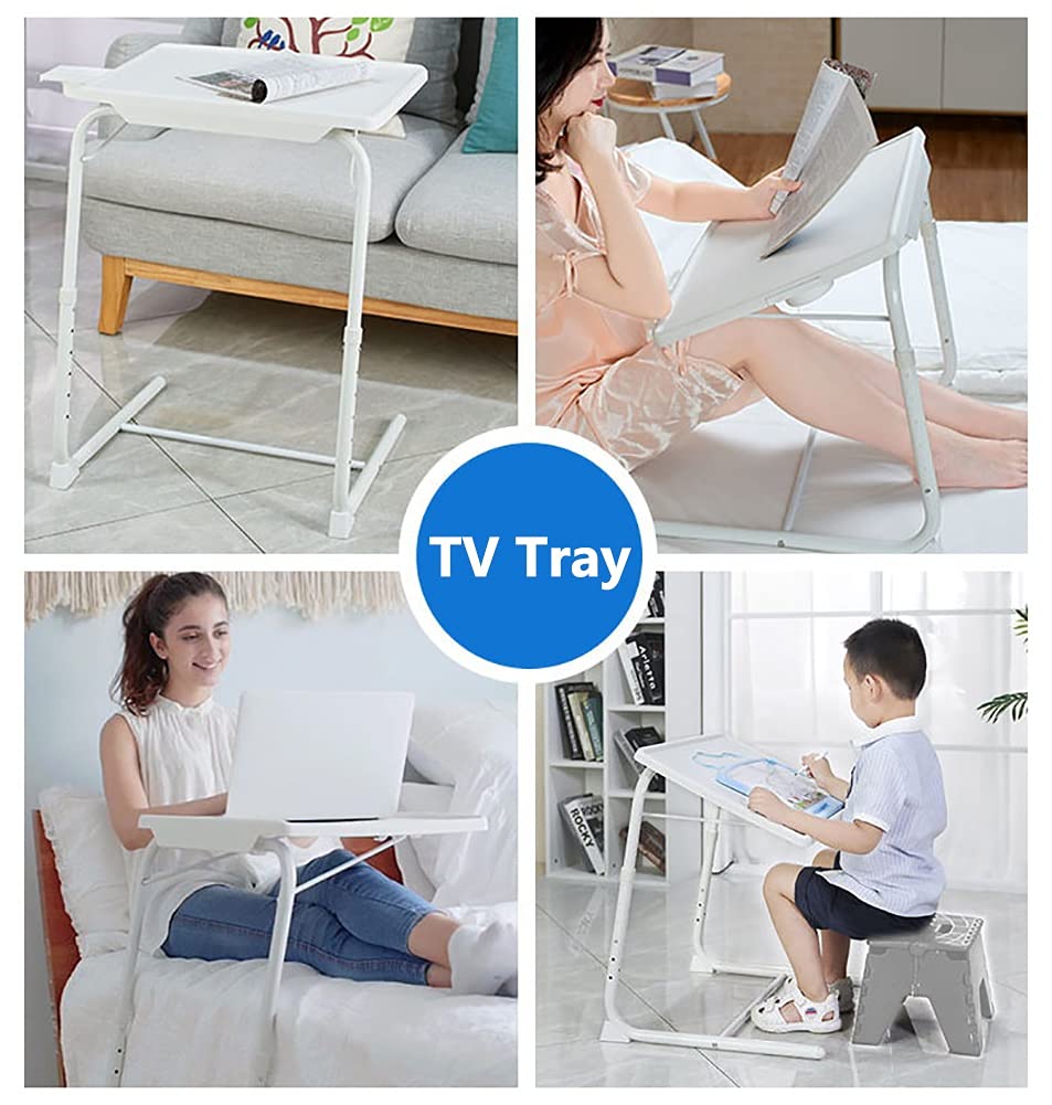 Adjustable TV Tray Table with 6 Height & 3 Angle Settings - Portable Folding Laptop Desk, Lightweight Sofa Side Table for Small Spaces (Black) - Perfect for Home Office, Bedroom, Dorm & Living Room Use