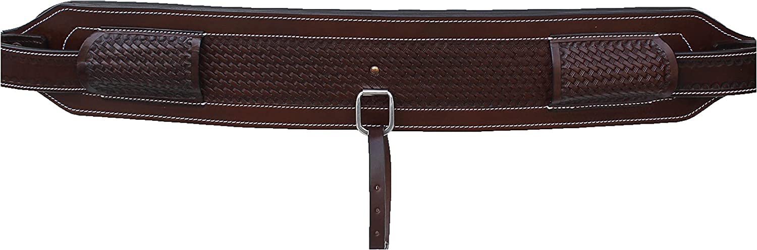 Equitack Western Tooled Padded Leather Rear Flank Cinch Billets for Horse Saddles - Durable Leather Cinch Straps for Trail Riding & Rodeo Events