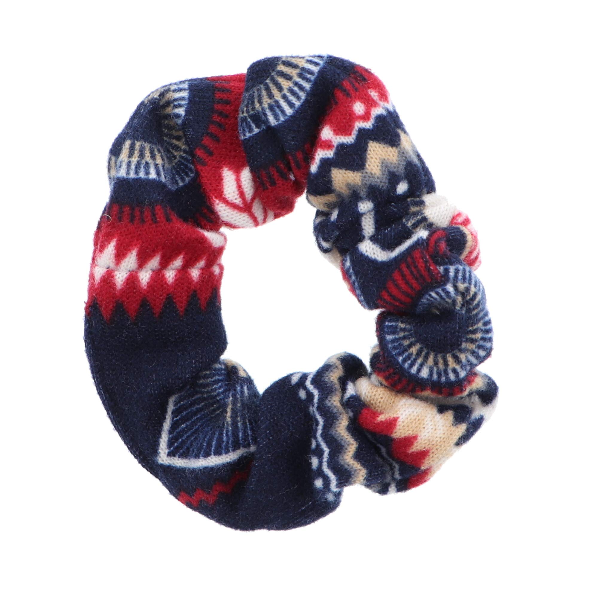 Girls Aztec Hair Scrunchy-Blue - Stylish Hair Accessory for School, Sports & Everyday Wear