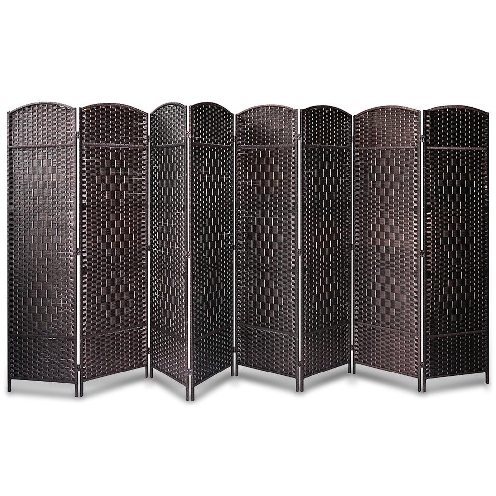 8-Panel Folding Room Divider Screen - Privacy Partition for Home & Office - Decorative Freestanding Space Separator for Living Room, Bedroom, Dorm, Studio (Wooden/Bamboo Style) - Perfect for Creating Private Spaces & Room Decor