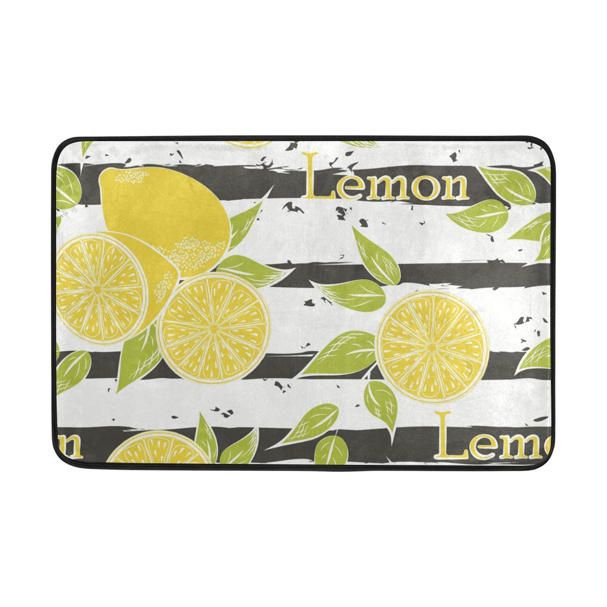Leaf Lemon Fruit Pattern Doormat - Non-Slip Entrance Mat, Soft Floor Rug for Bathroom, Kitchen, Living Room - 2' x 1.5' - Perfect for Home Decor & High Traffic Areas
