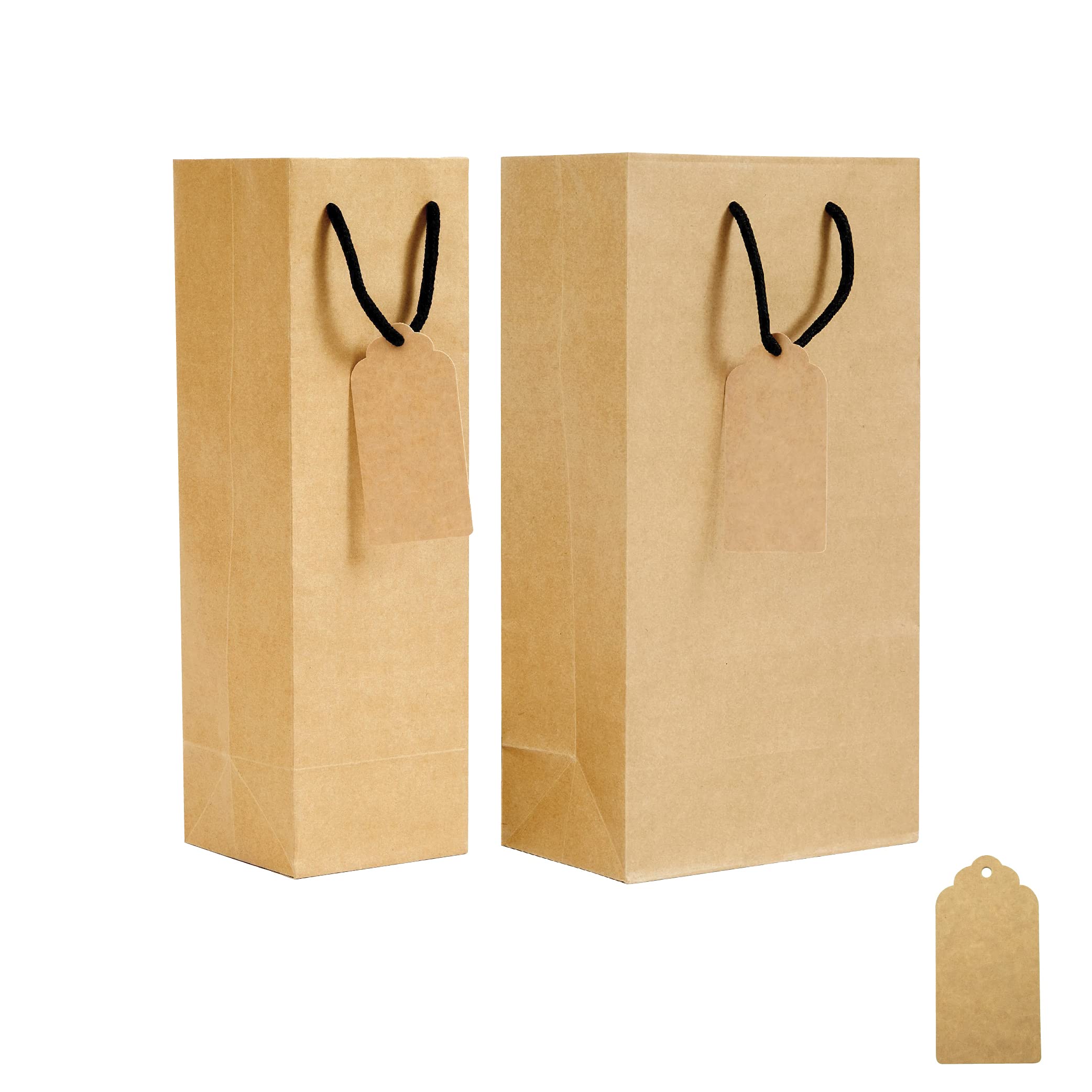 TOHOKU PRIME Eco-Friendly Brown Kraft Wine Bottle Bags - Recyclable Paper Gift Bags for Wine Bottles, Perfect for Gifting, Parties & Retail Packaging