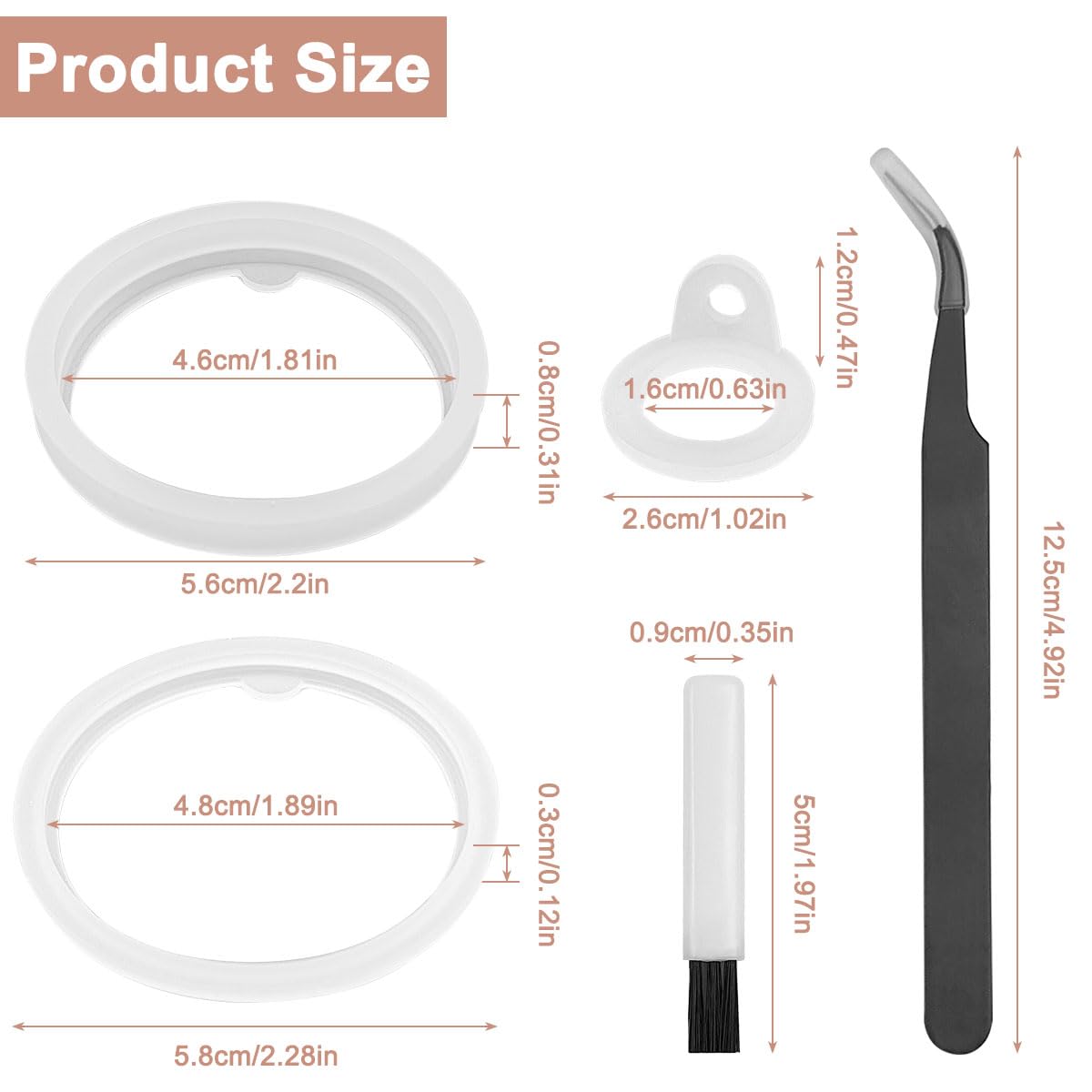 AYWFEY 11-Piece Water Bottle Lid Replacement Kit for Thermoflask 24/32/40/64oz - Includes Cleaning Brush & Elbow Tweezers, Silicone O-Rings & Gasket Seals - Perfect for Gym, Hiking, Travel & Outdoor Activities