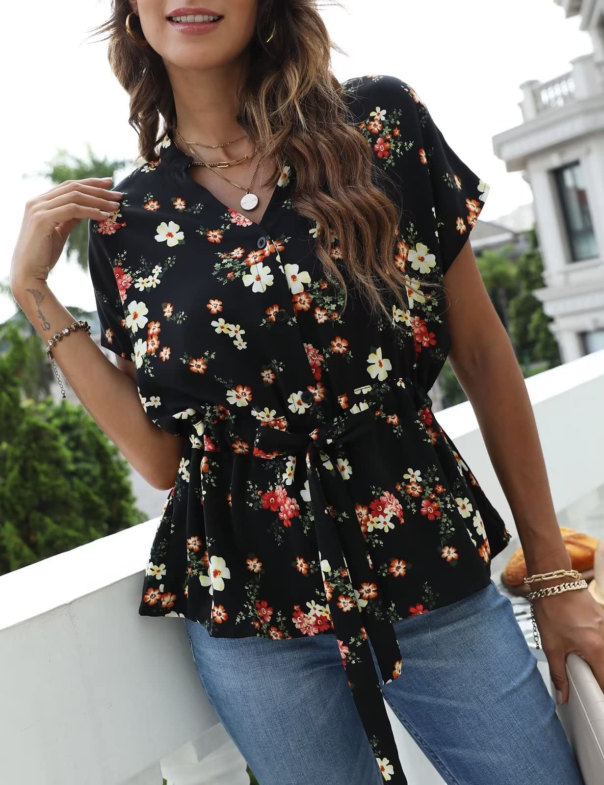 Women's Casual Peplum Button Down Blouse - Chiffon Summer Tops for Work & Dressy Occasions | Office Wear, Date Night & Business Meetings