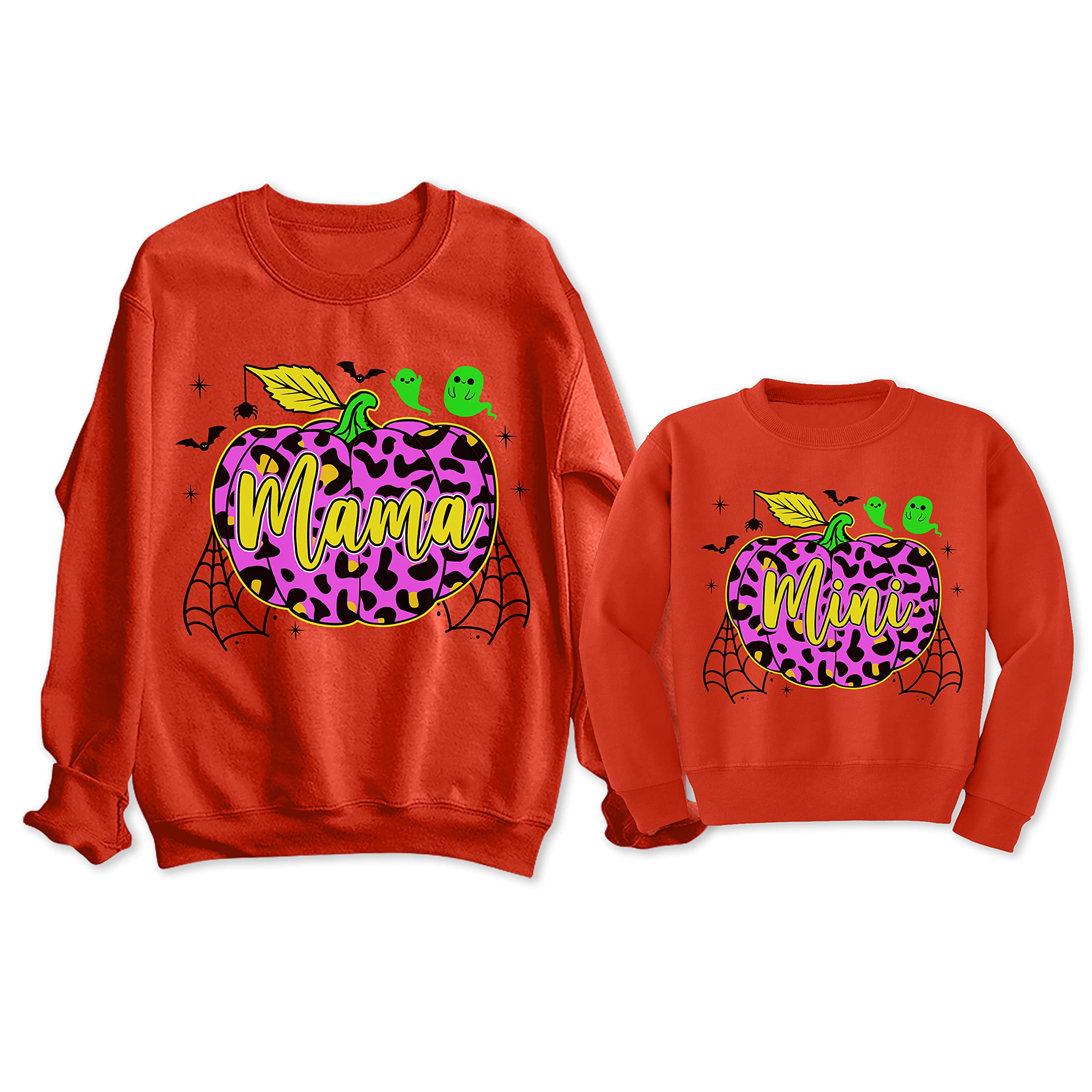 NACRE APPAREL Mama Mini Pumpkin Mom And Me Matching Halloween Sweatshirts - Cute Family Outfits for Halloween Parties & Fall Photoshoots