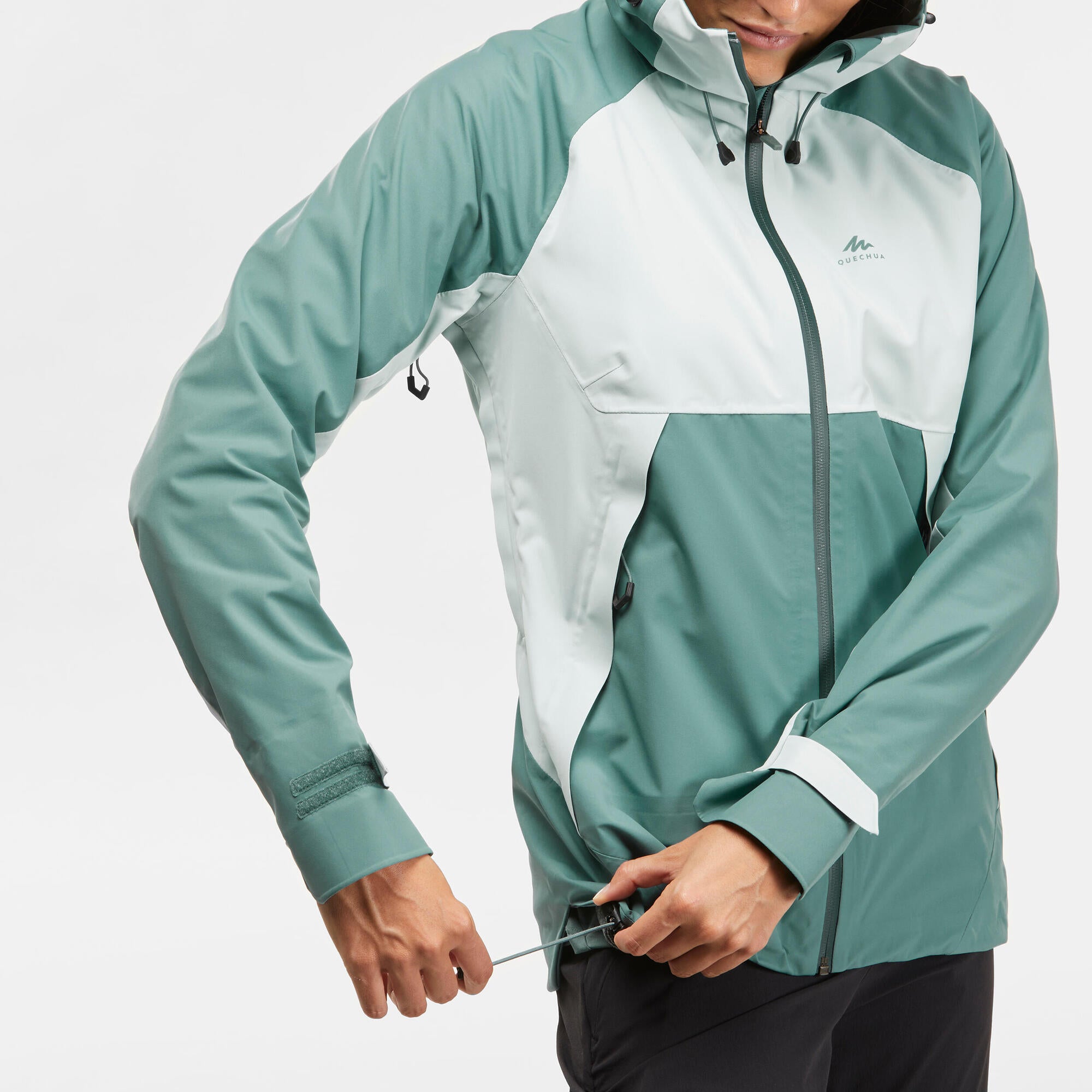 Quechua Women's MH500 Waterproof Hiking Jacket - Lightweight Windproof Raincoat for Outdoor Adventures, Camping & Travel