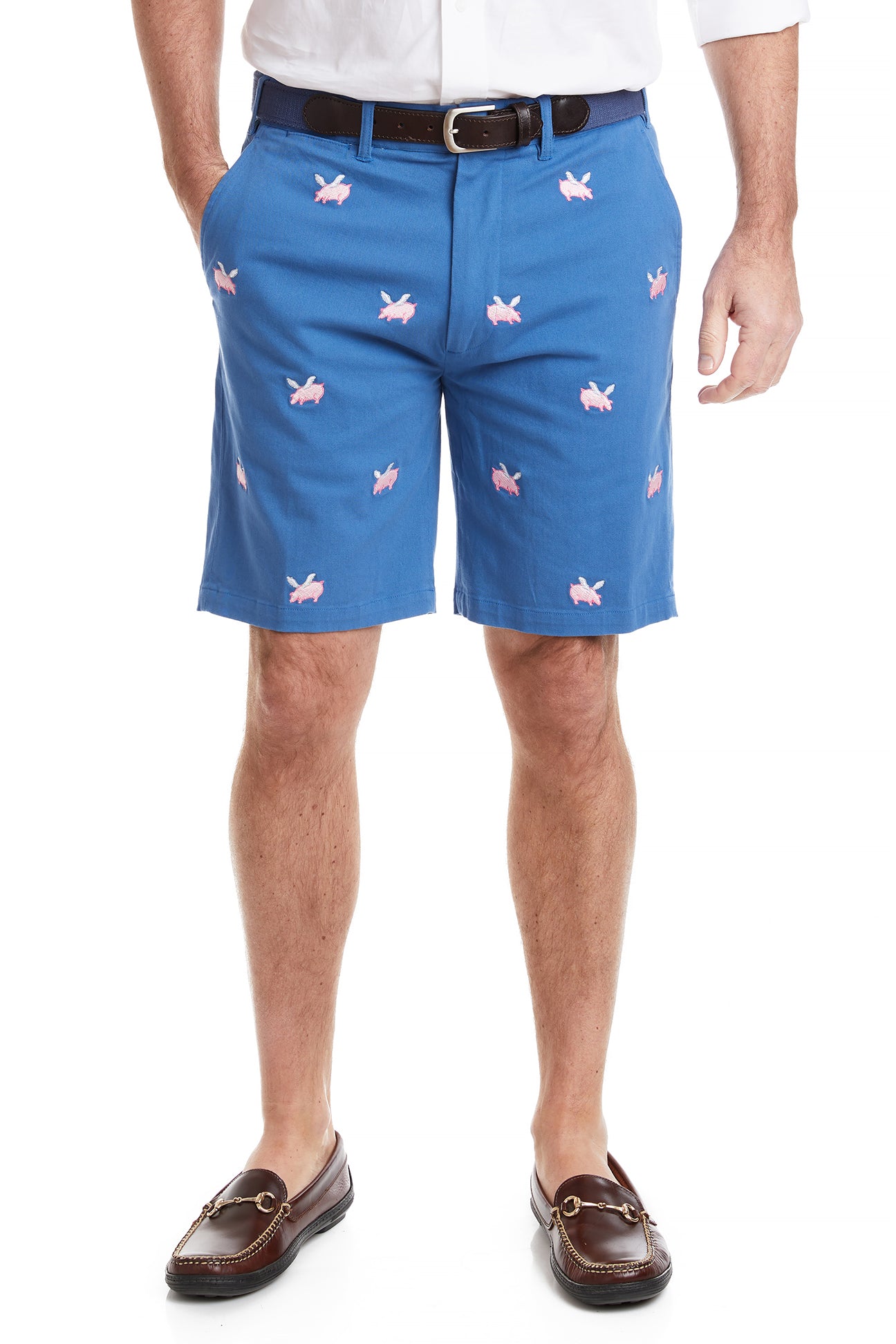 Cisco Short Stretch Twill Deep Ocean Blue with Flying Pig - Comfortable Casual Pants for Men | Perfect for Outdoor Activities, Travel & Everyday Wear