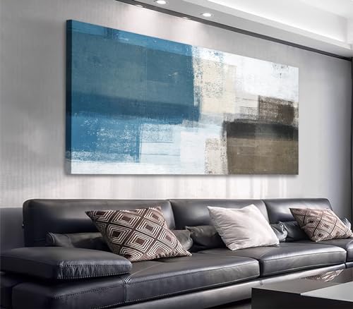 Blue White Brown Abstract Print