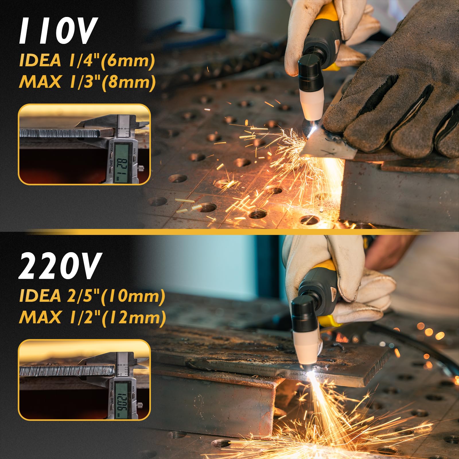 TOOLIOM 5-in-1 MIG TIG Stick Plasma CUT Welding Machine - 110V/220V Dual Voltage Aluminum Welder with Spool Gun Compatibility - Perfect for Home DIY, Auto Repair & Metal Fabrication