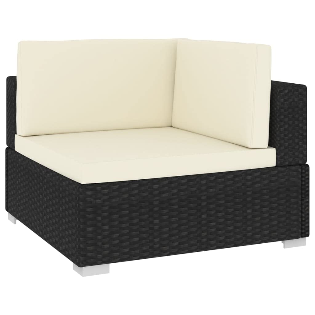 Outdoor Patio Furniture Set - 2-Piece Black Poly Rattan Sectional Sofa with Cushions for Garden, Deck & Backyard Relaxation | Weather-Resistant Outdoor Dining & Conversation Set