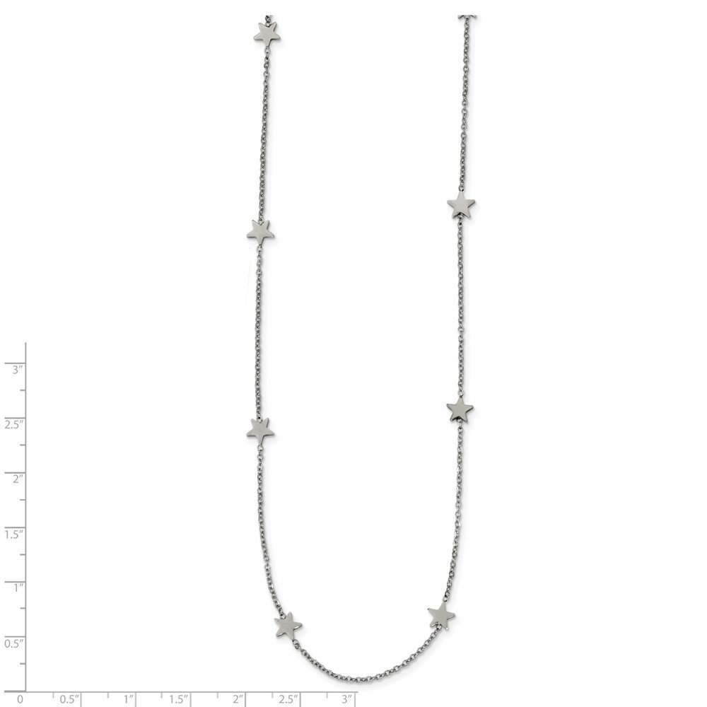 35 Inch Stainless Steel Polished Star Necklace for Women & Men - Elegant & Durable Jewelry for Everyday Wear, Parties & Gifts