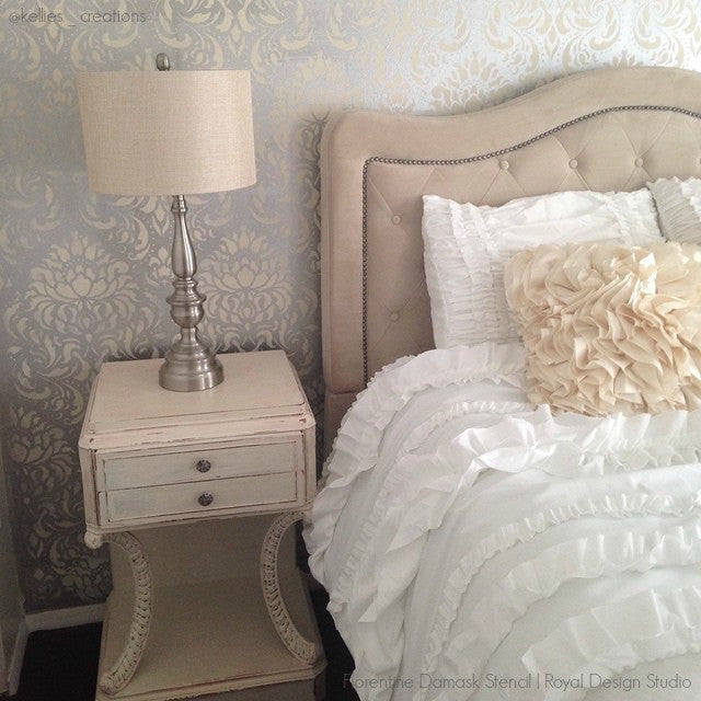 Florentine Damask Wall Stencil - Reusable DIY Painting Template for Home Decor, Accent Walls, and Furniture Upcycling | Perfect for Bedrooms, Living Rooms, and Wedding Backdrops