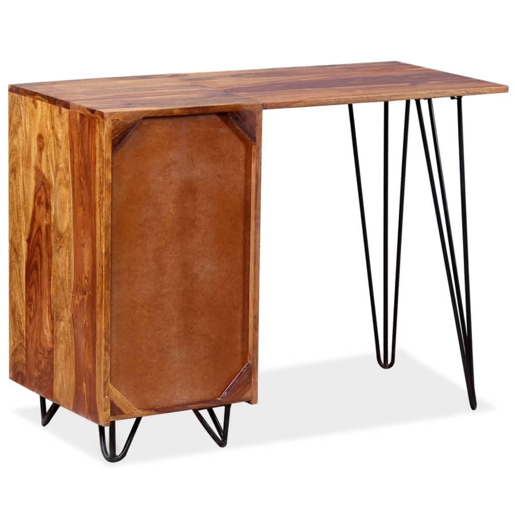 CHARMMA Solid Sheesham Wood Writing Desk with 1 Drawer & Cabinet - Compact Home Office Desk for Small Spaces, Study Table for Students, Elegant Workstation for Bedroom or Living Room