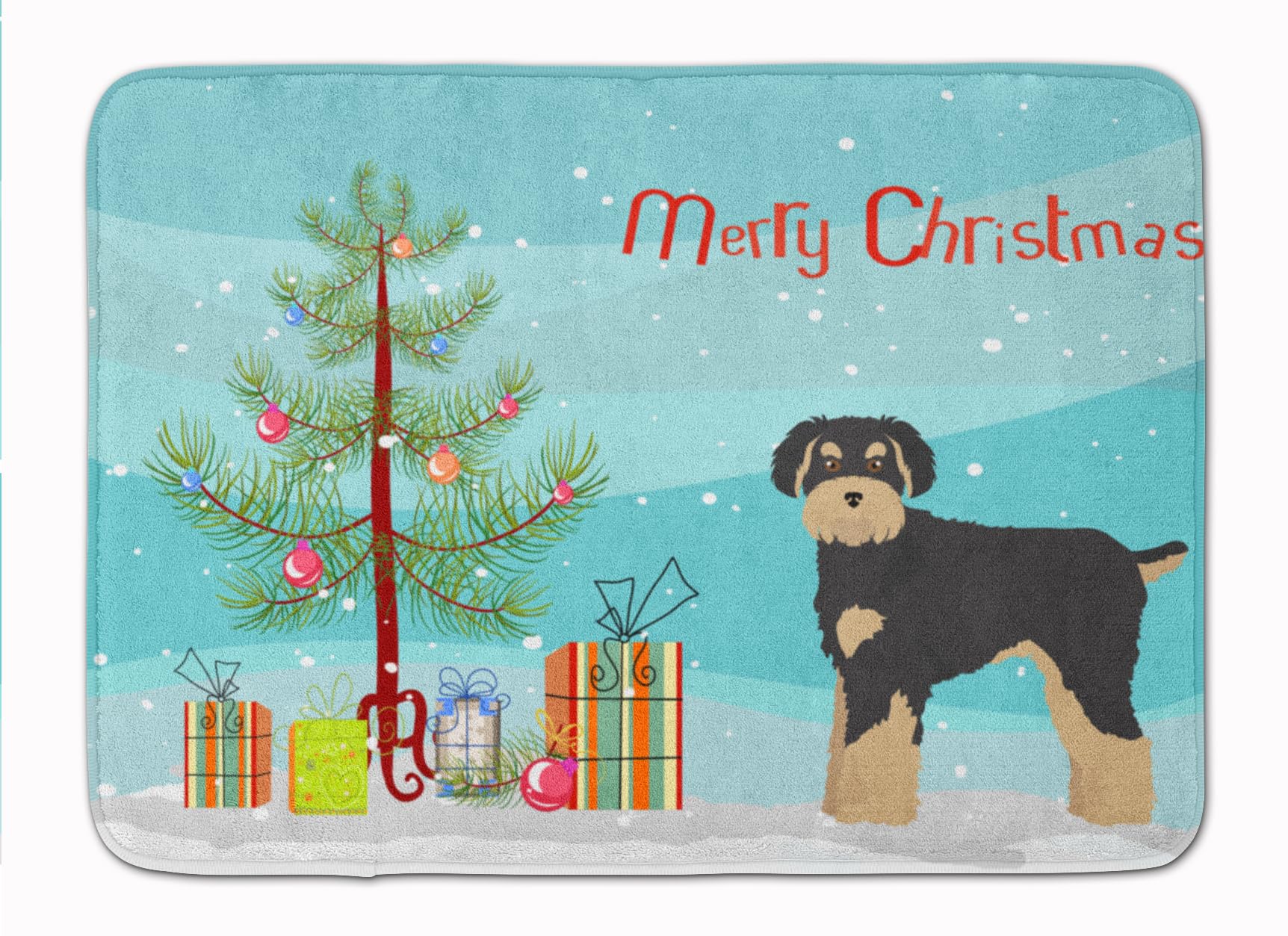 Caroline's Treasures CK3866RUG Schnoodle Christmas Tree Memory Foam Bath Mat - Non-Slip Machine Washable Rug for Bathroom & Kitchen, Quick Dry Decorative Doormat - Perfect for Holiday Home Decor, Pet-Friendly Floor Mat