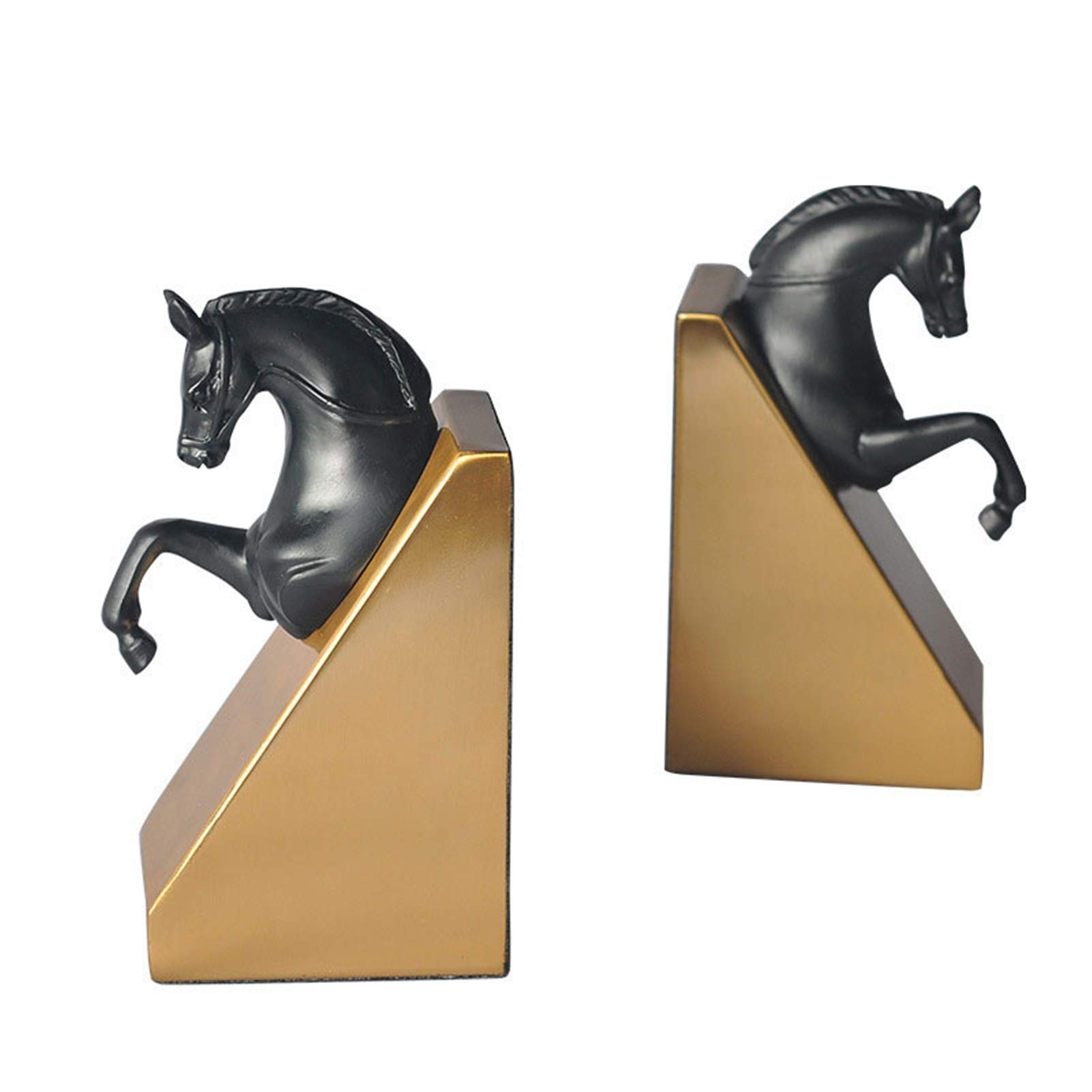 ZLQBHJ Creative Horse Head Bookends - Elegant Resin & Metal Bookends for Office & Home Decor, Perfect for Bookshelf Organization & Stylish Storage - Ideal for Books, Magazines, and Office Supplies