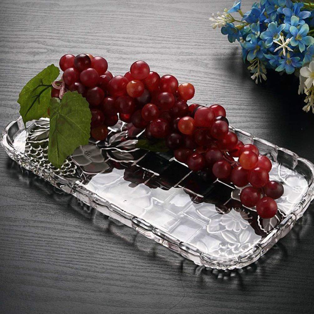 Premium Hemoton Rectangular Glass Fruit Plate - Elegant Serving Tray for Fruits, Snacks & Appetizers | Perfect for Parties, Dining & Kitchen Storage | Durable Food Container & Household Tableware
