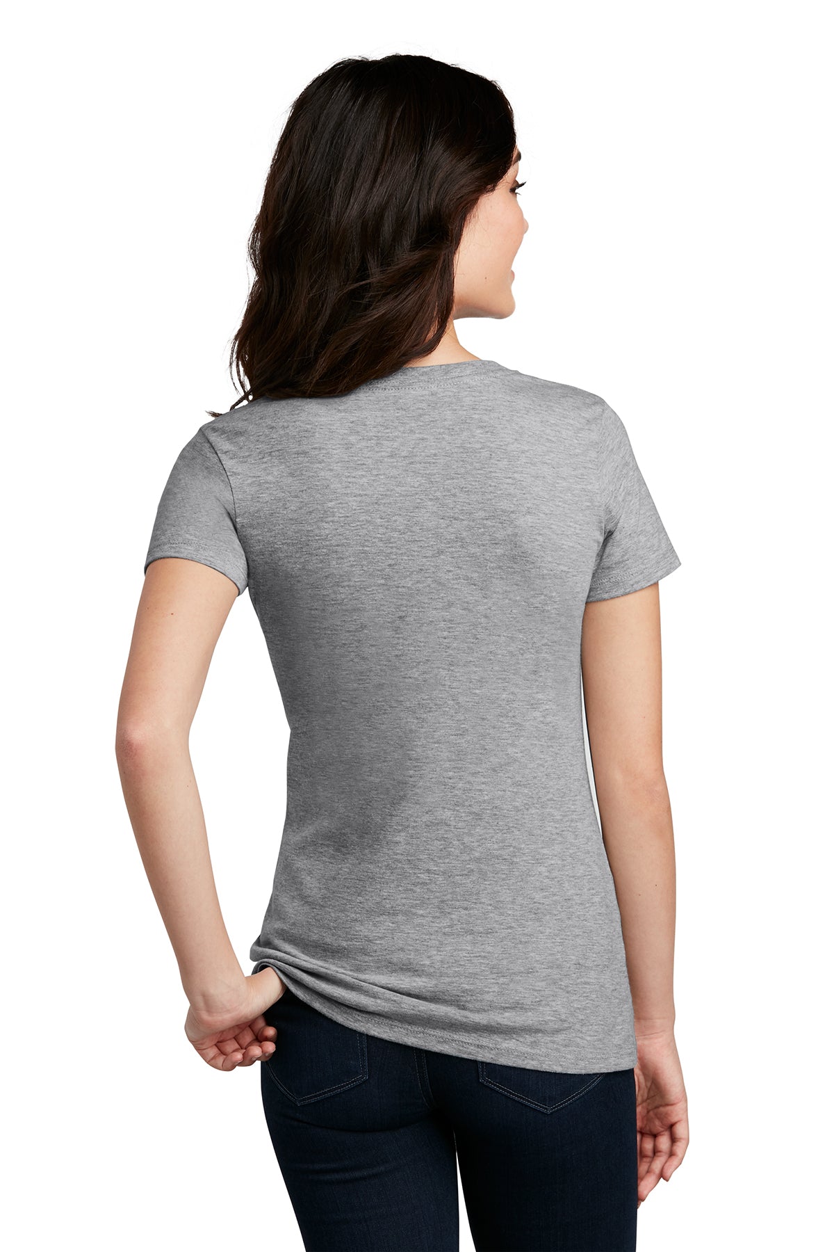 District Made Women's Perfect Blend V-Neck T-Shirt - Light Heather Grey - Soft & Comfortable for Casual Wear, Layering & Everyday Outfits